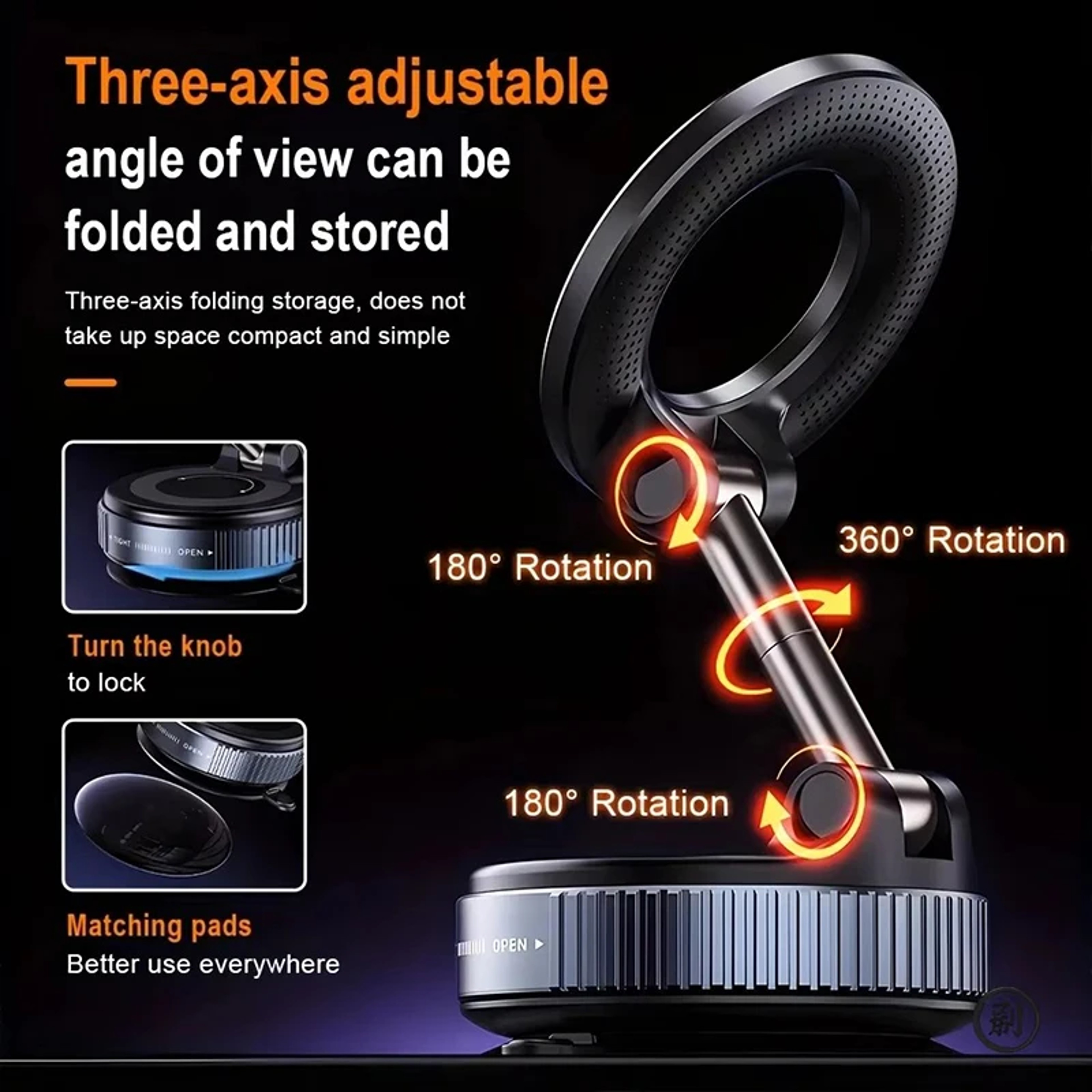 Adjustable Magnetic Car Phone Holder with Suction Cup and Foldable Design – view 3