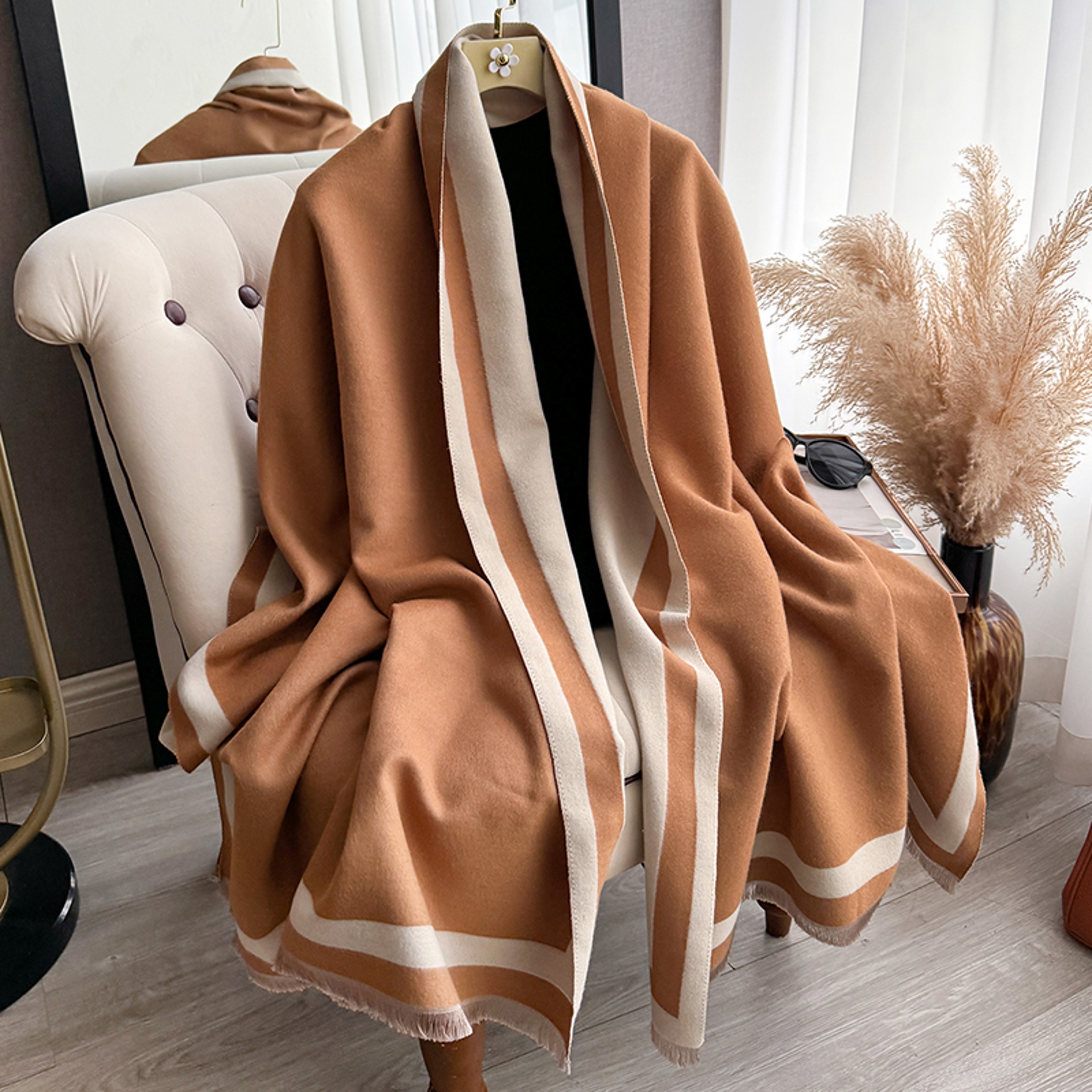 Womens Warm Winter Scarf Fashionable Polyester Shawl And Wrap 2
