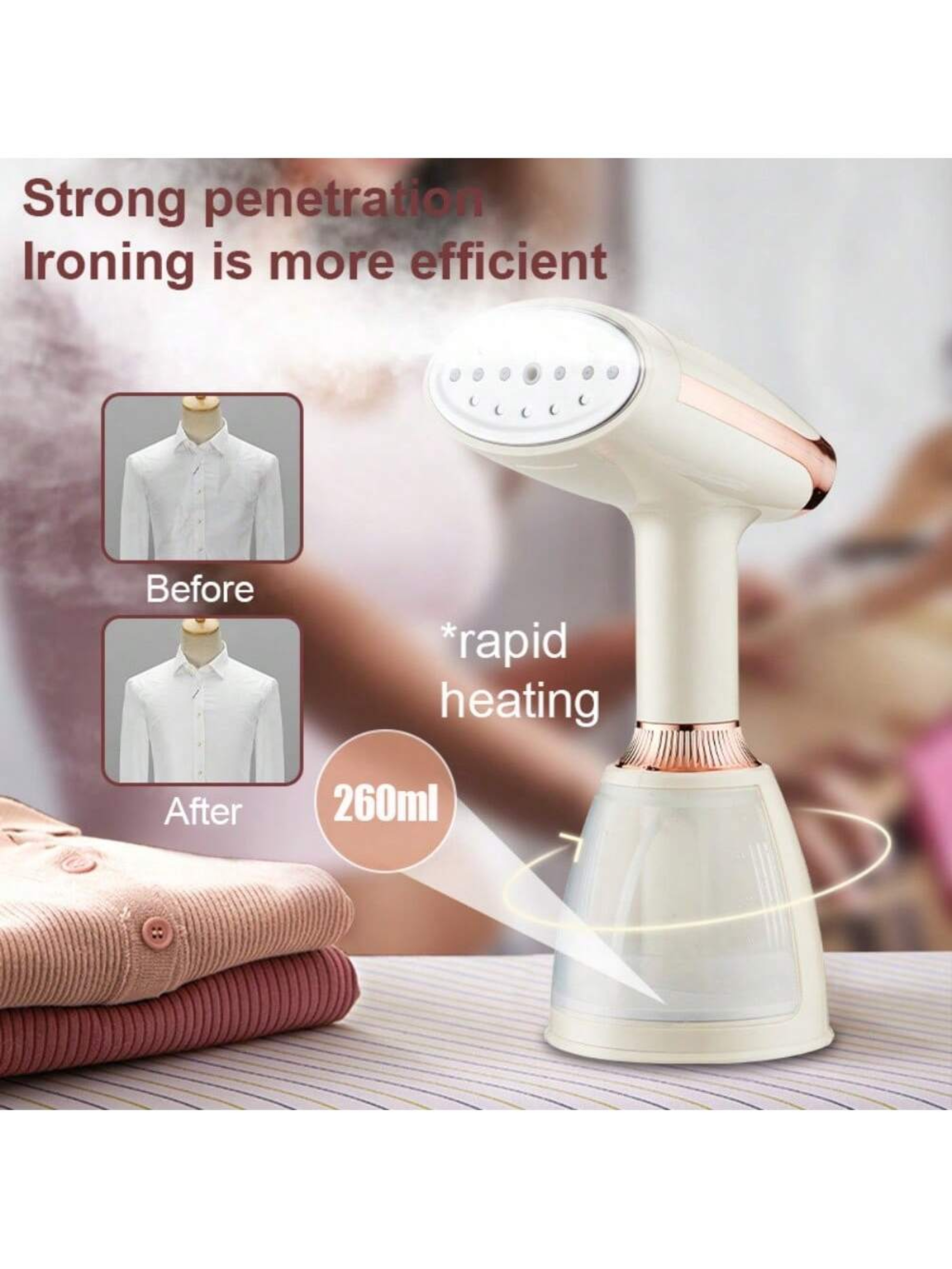 Handheld Garment Steamer 1500W Rapid Heating Steam Ironing Brush – view 2