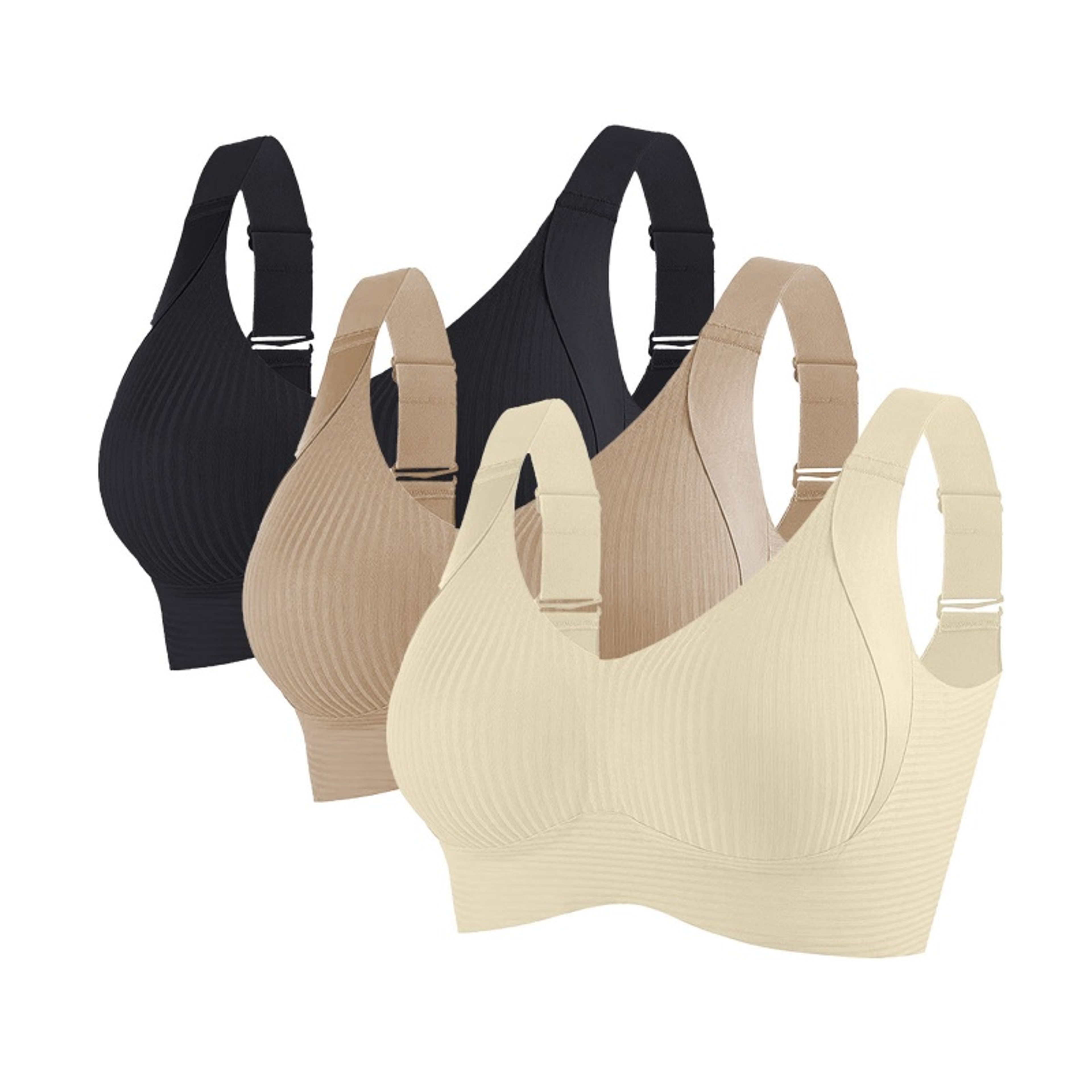 Women's Wireless Push-Up Bralette 3-Pack with Seamless Ribbed Design – view 16