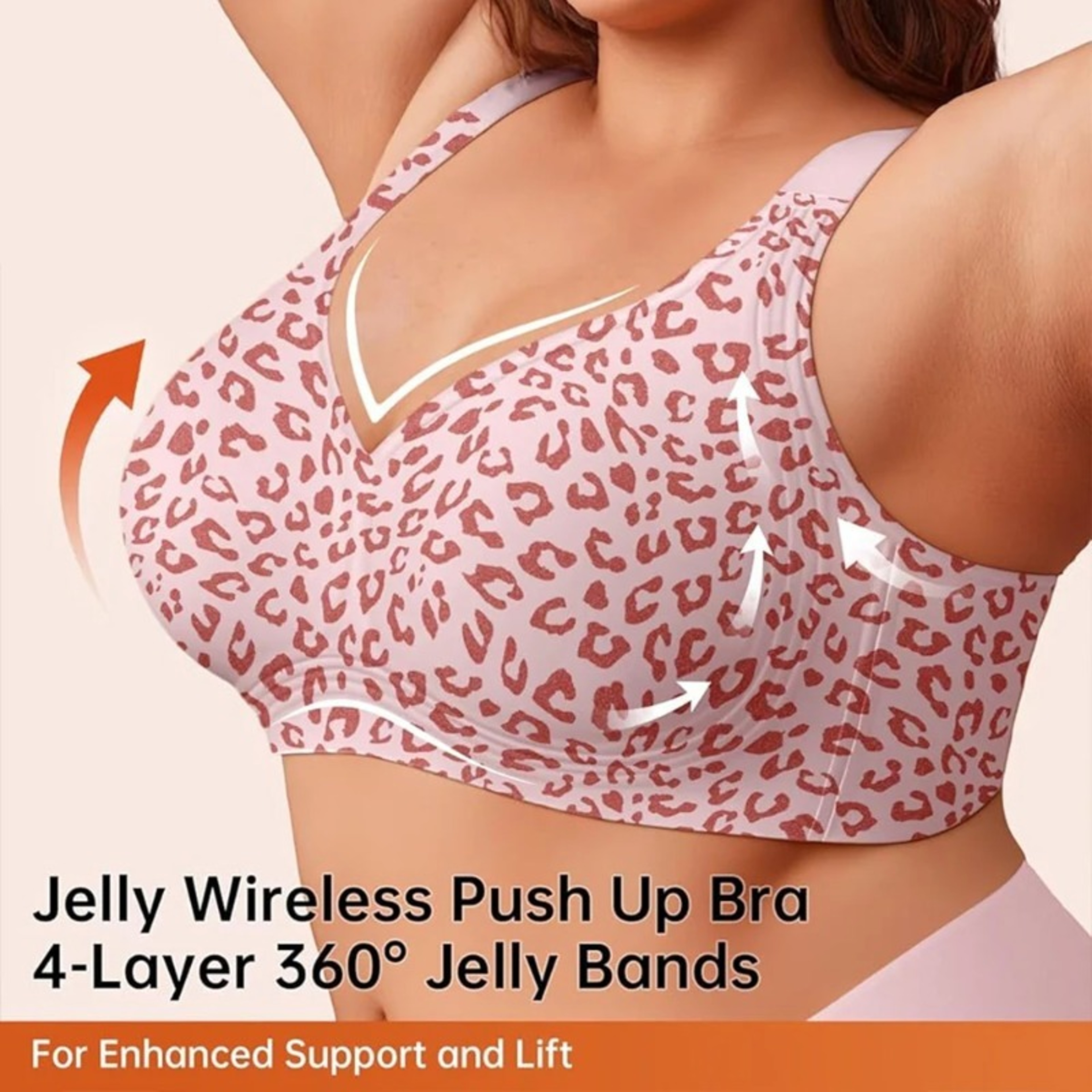 Women's Leopard Print Wireless Push-Up Bra with Seamless Full Coverage – view 2