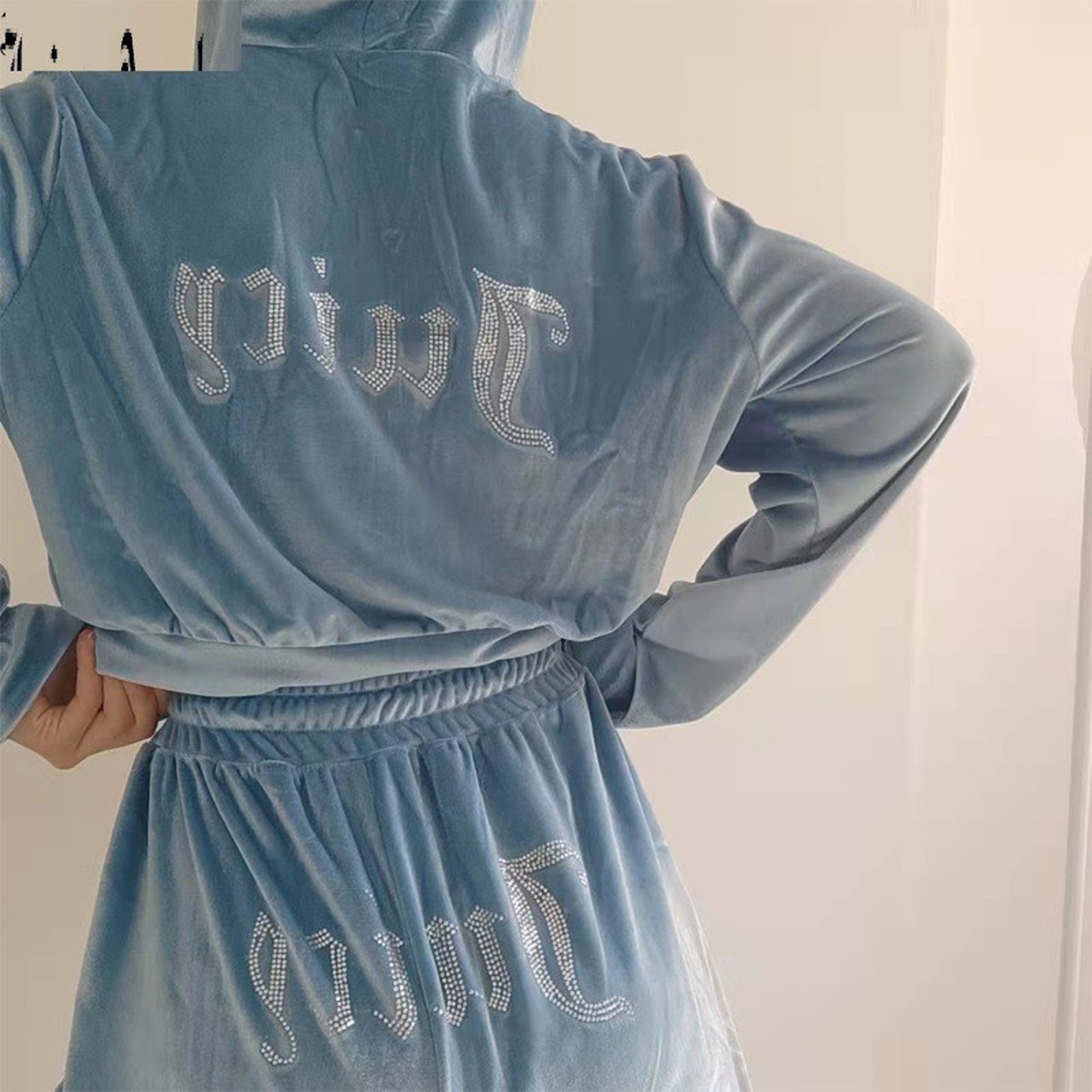 Women's Velvet Tracksuit Two Piece Zip-Up Hoodie and Pants Set – view 5