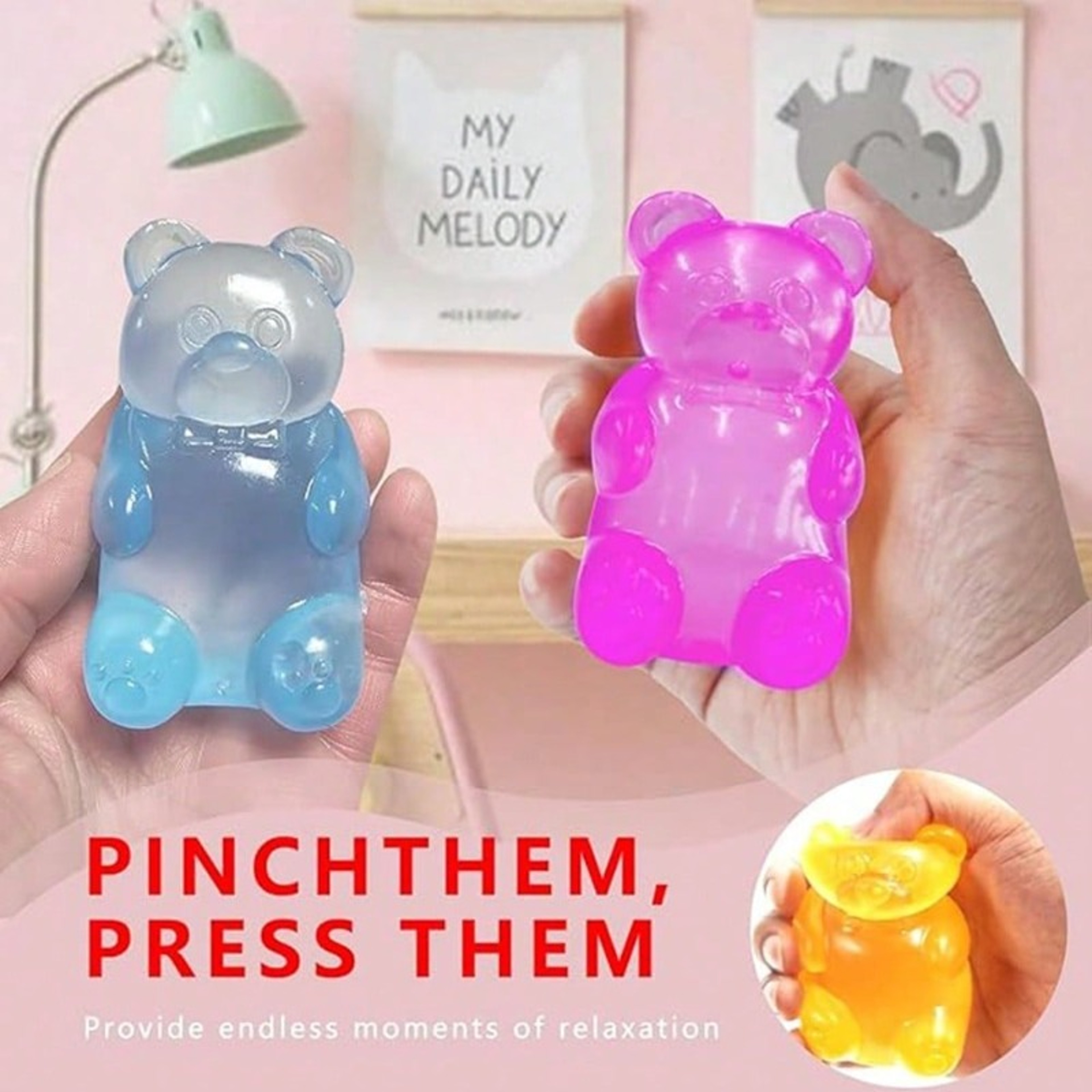 NEEDOH Soft Gummy Bear Fidget Squeeze Toy TPR Sensory Stress Relief Toy Kids Birthday Party Gift – view 3