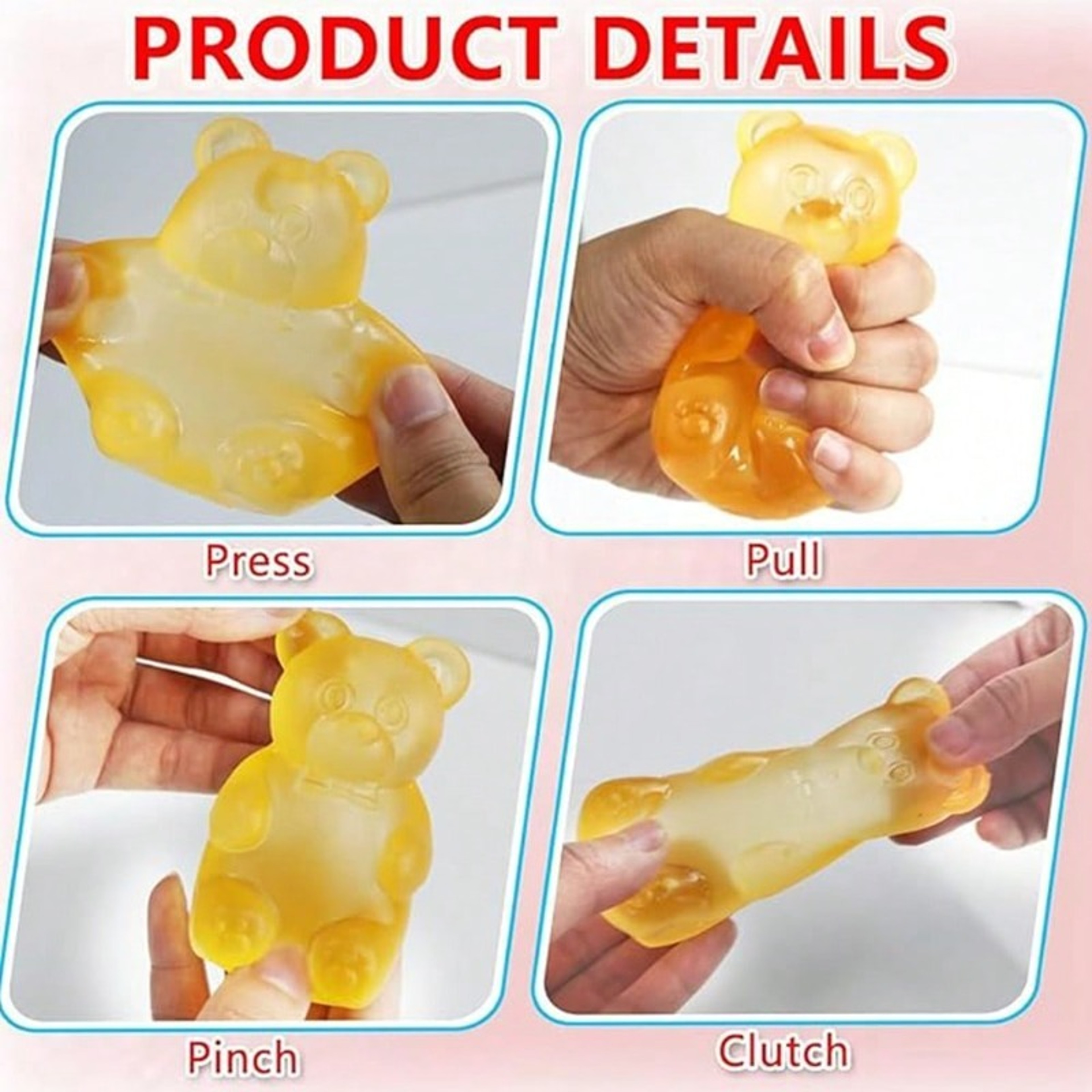 NEEDOH Soft Gummy Bear Fidget Squeeze Toy TPR Sensory Stress Relief Toy Kids Birthday Party Gift – view 5