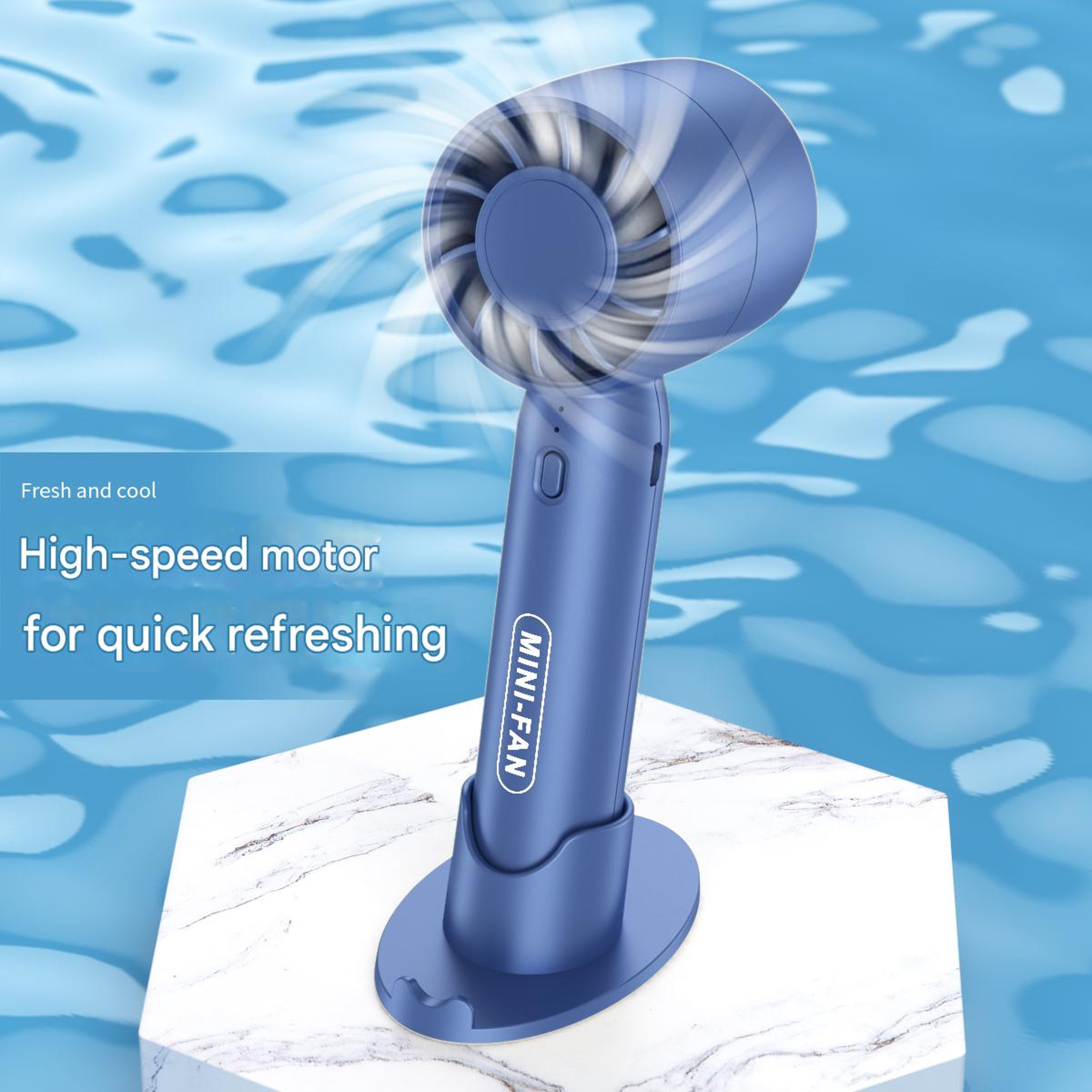 Turbo Handheld Mini Fan with USB Charging and Desktop Stand – view 3