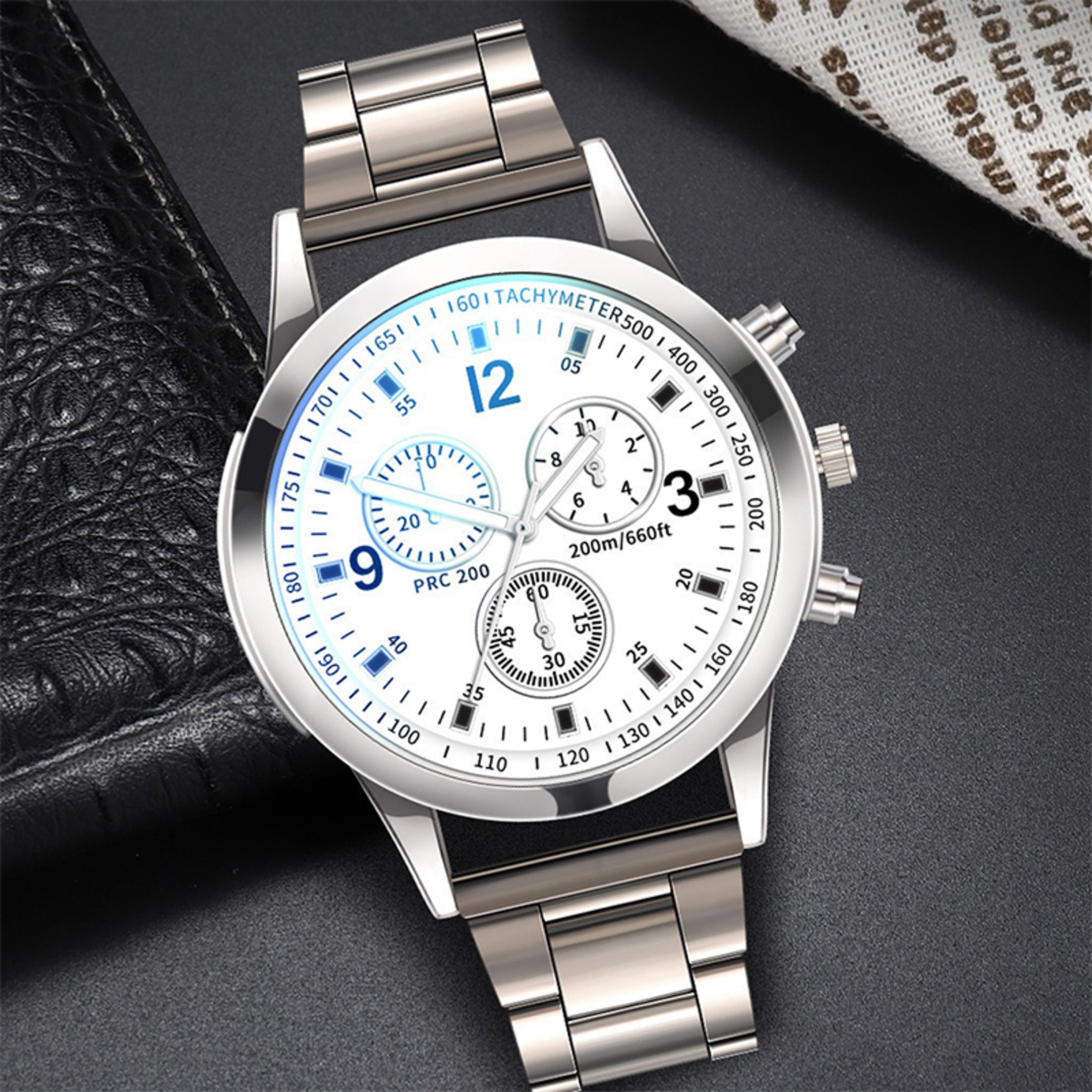 Mens Stainless Steel Band Quartz Watch With Bracelet 2