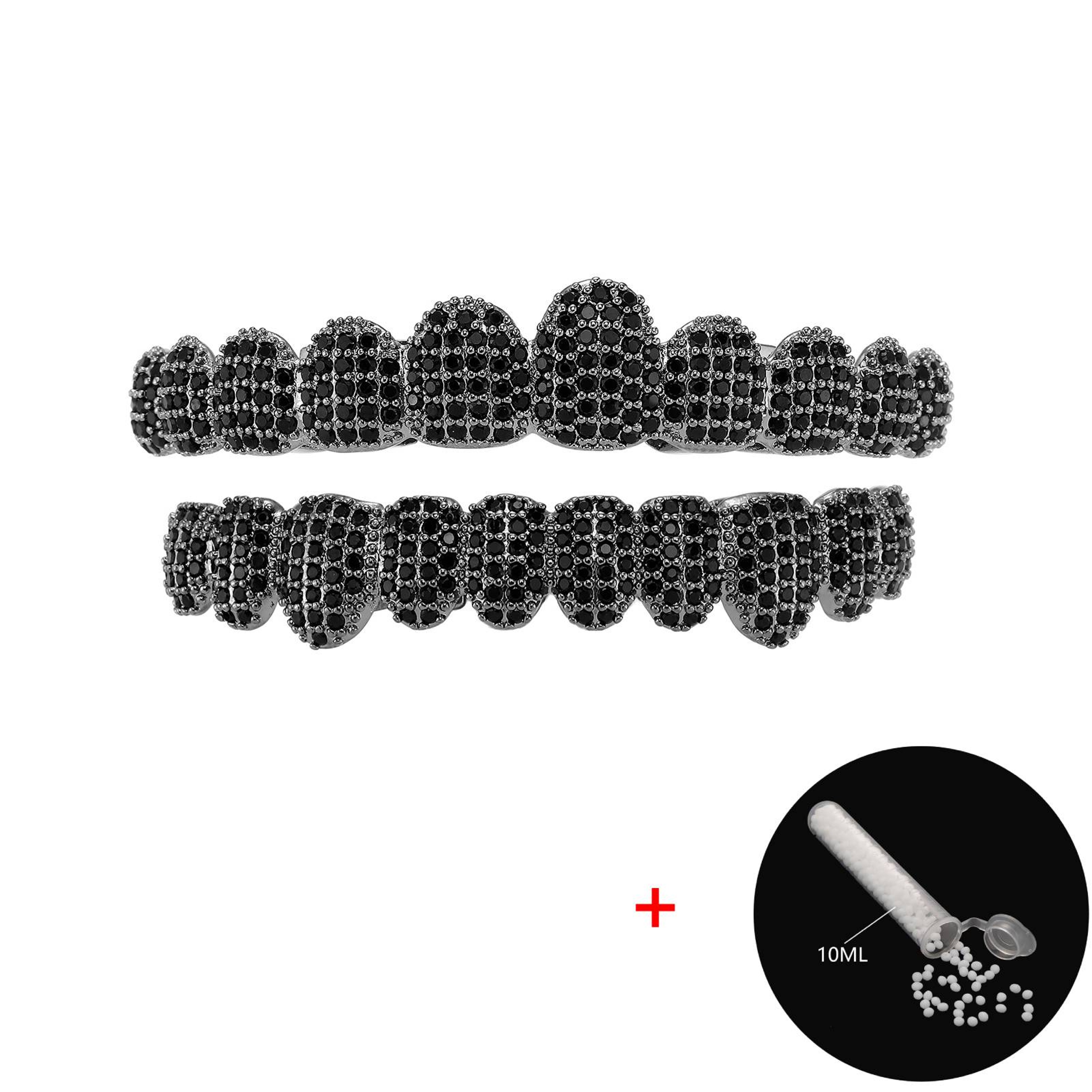 Iced Out 10 Top and 10 Bottom Gold Plated CZ Teeth Grillz – view 7