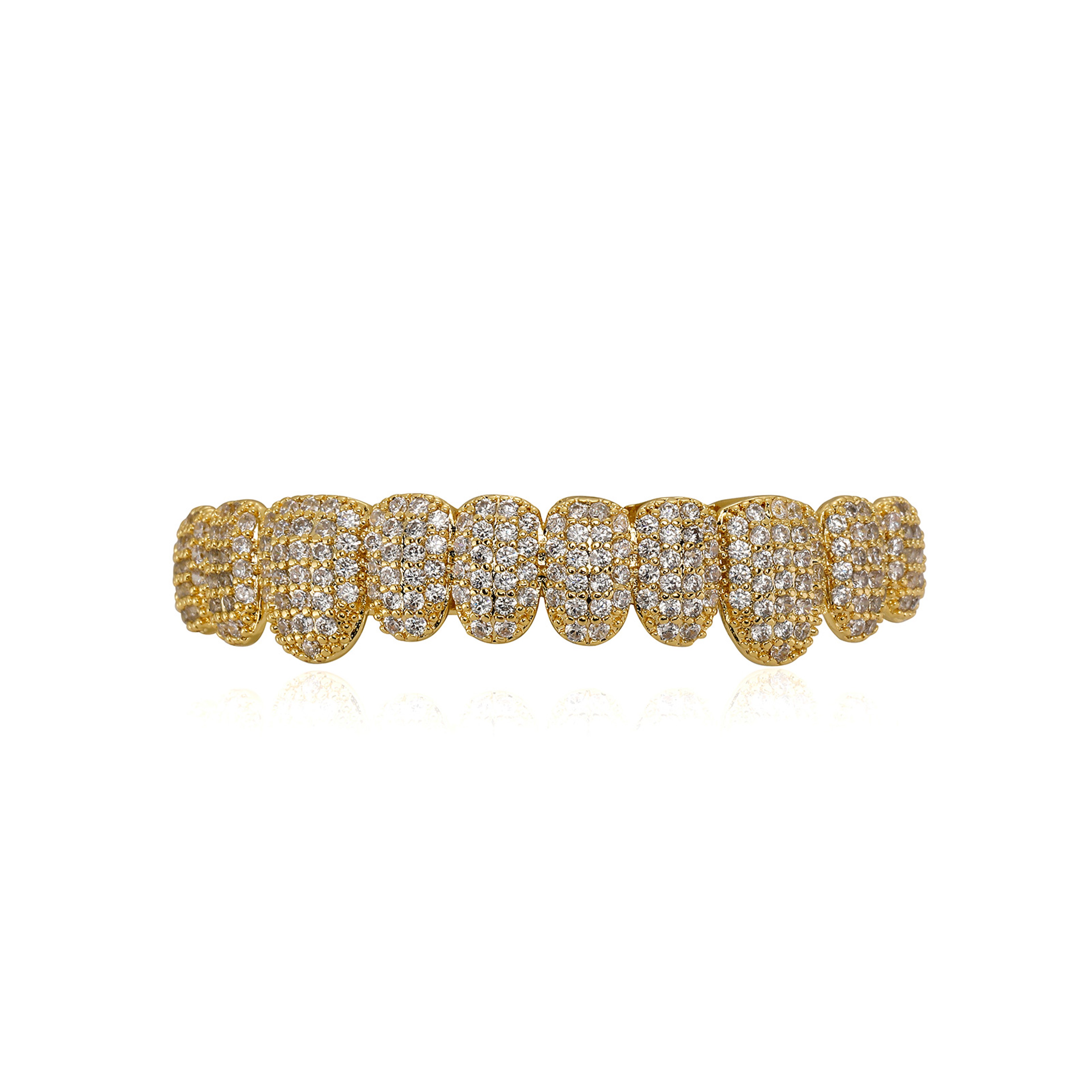 Iced Out 10 Top and 10 Bottom Gold Plated CZ Teeth Grillz – view 12