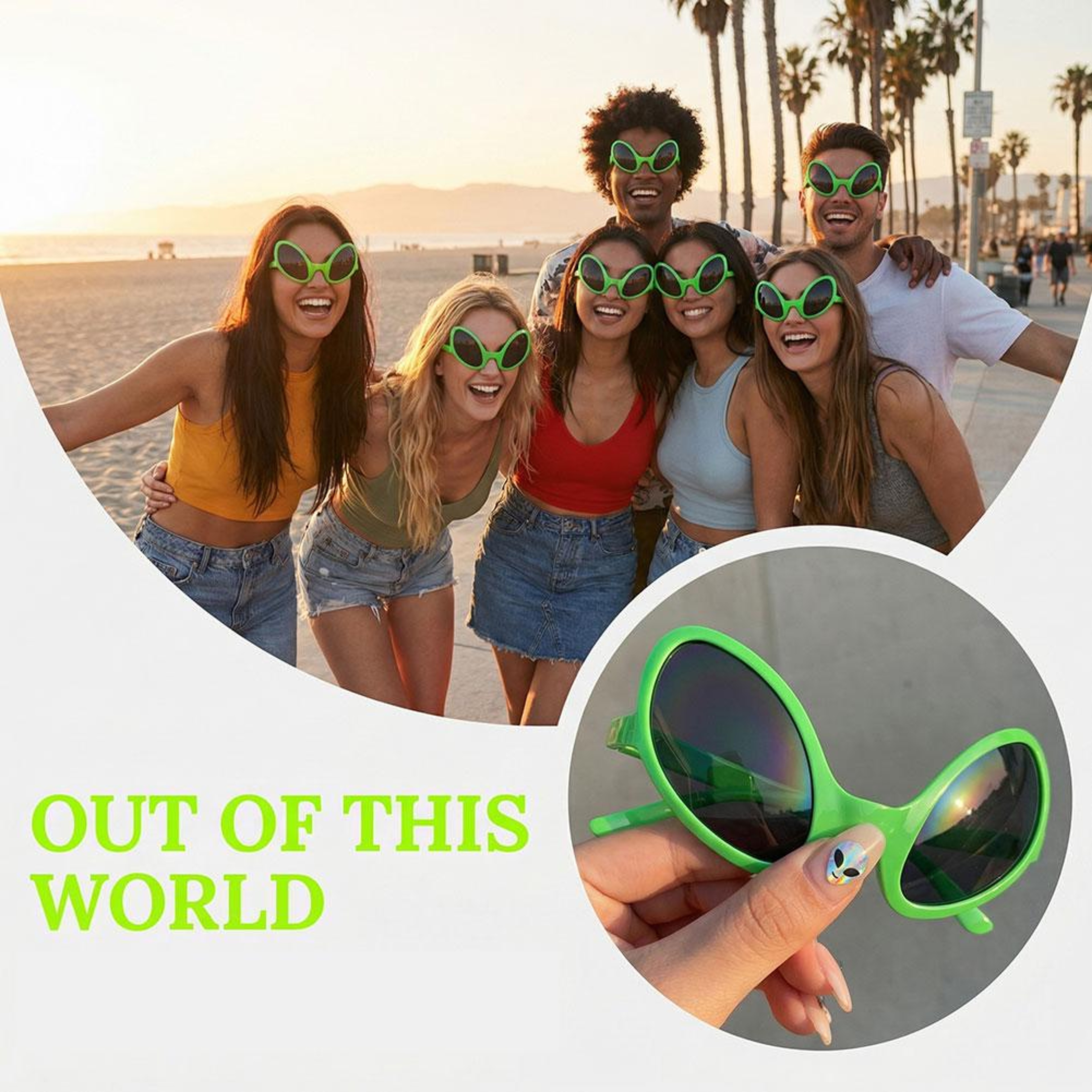 Green Alien Sunglasses with Lenses for Cosplay and Costume Parties – view 3
