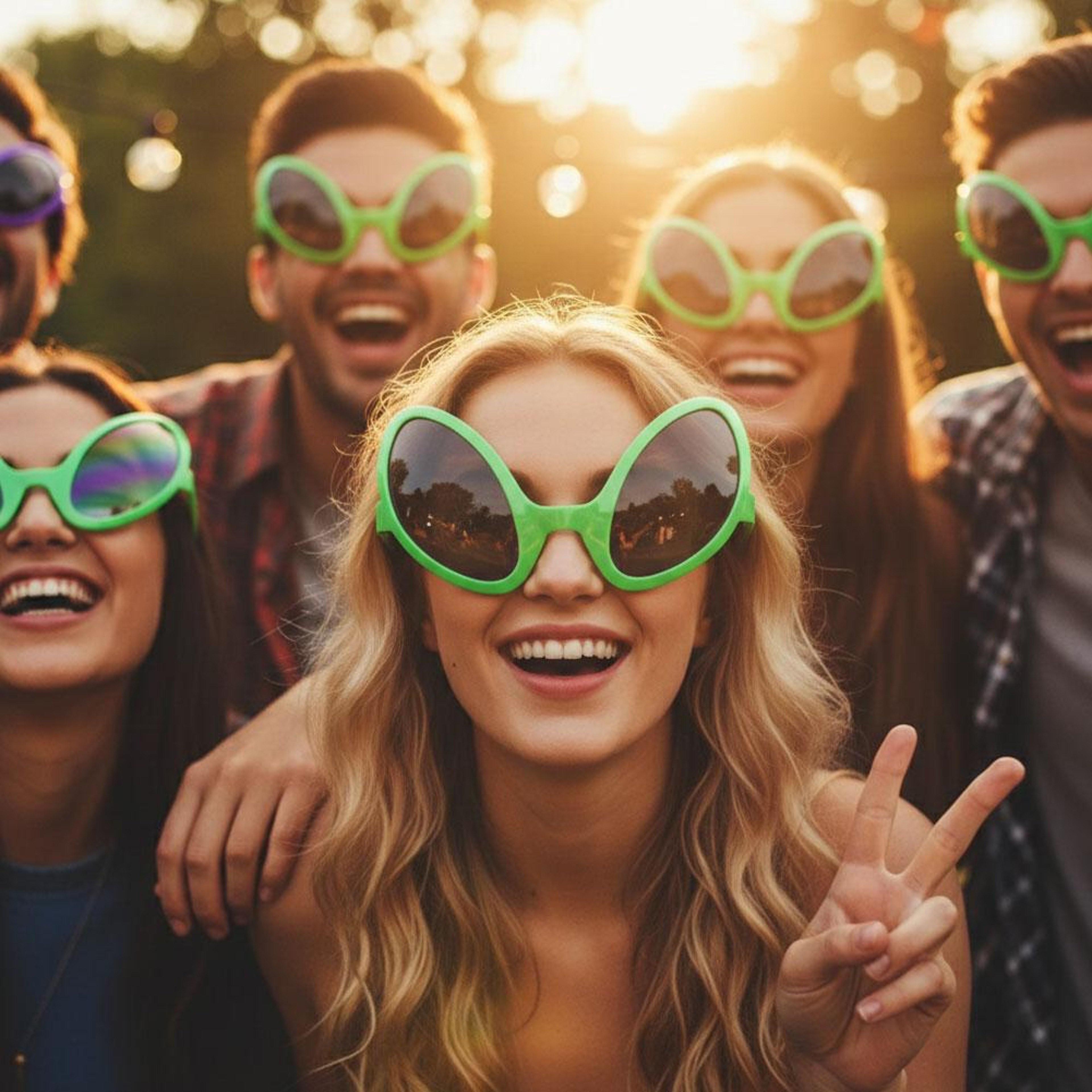 Green Alien Sunglasses with Lenses for Cosplay and Costume Parties – view 6