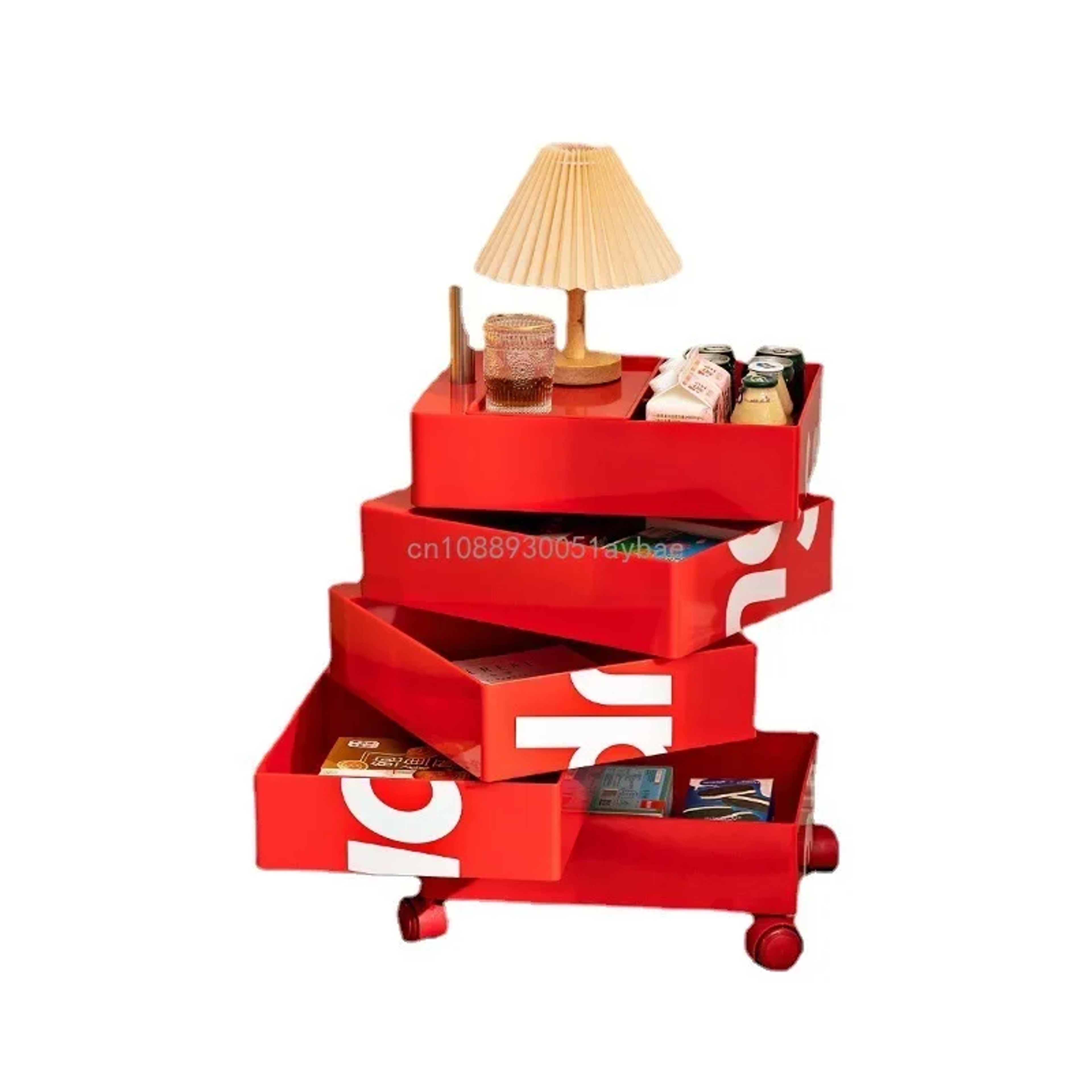 Rotating Bedside Nightstand with Drawers and Rolling Base – view 5