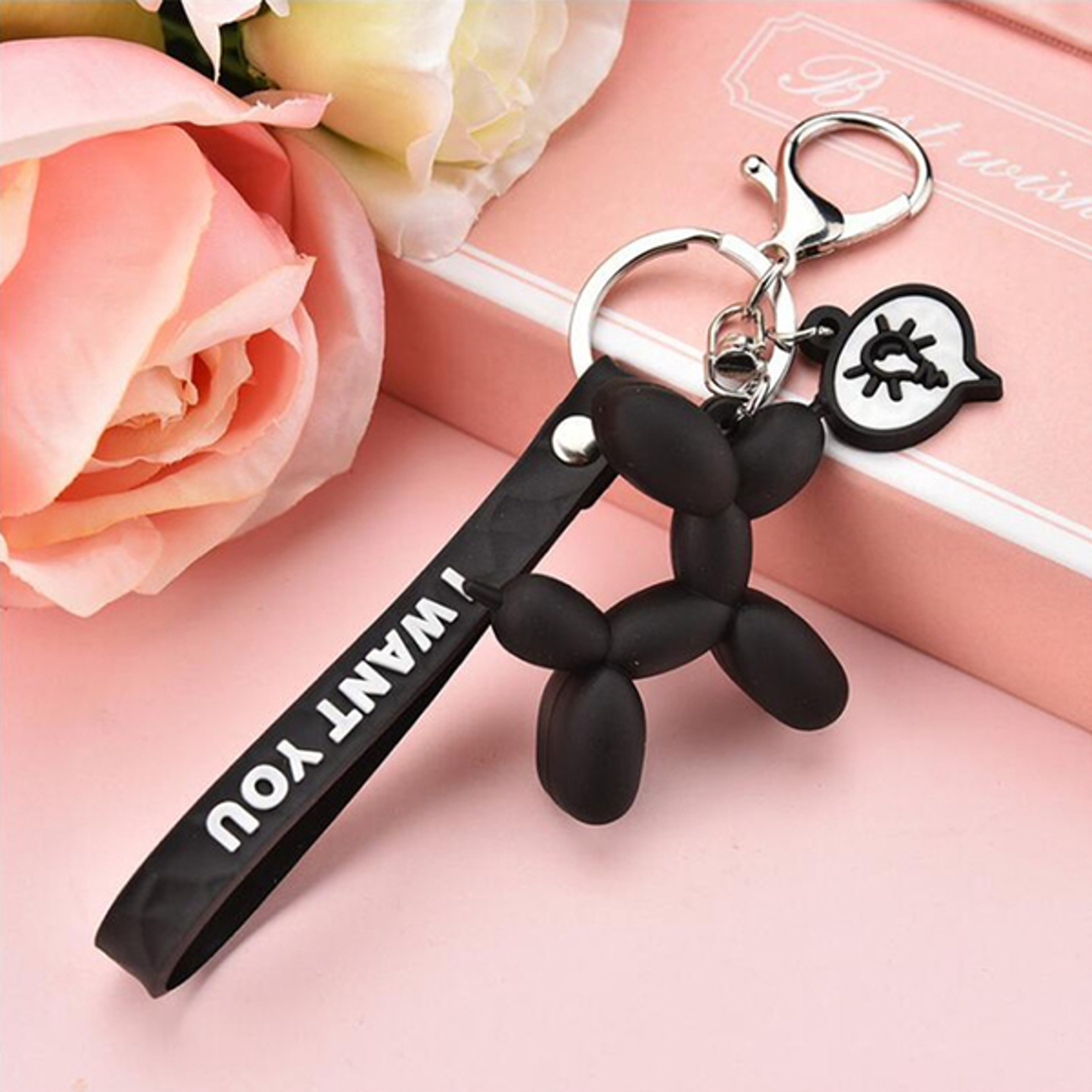 Cute Balloon Dog Car KeychainBlack