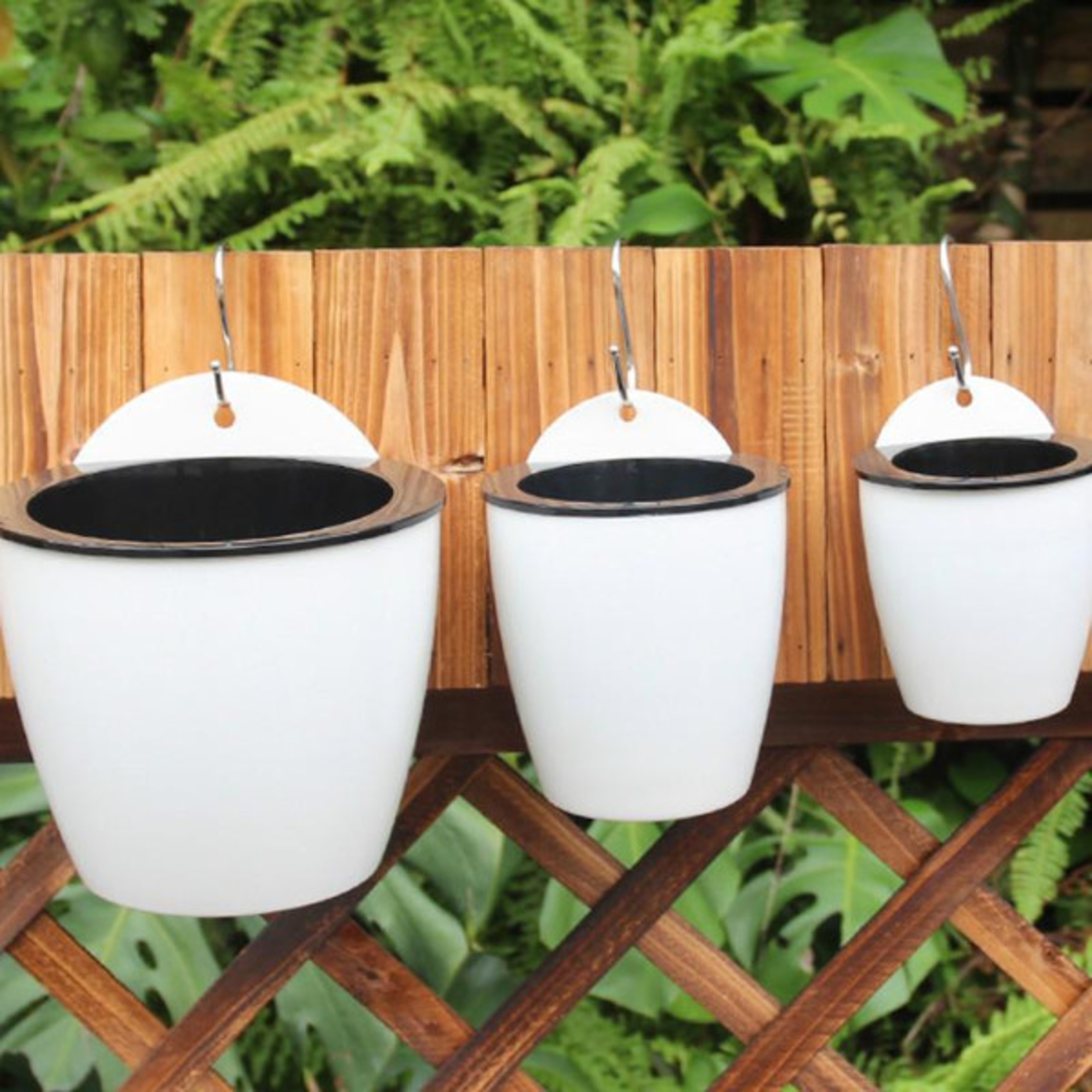 Self Watering Hanging Basket White