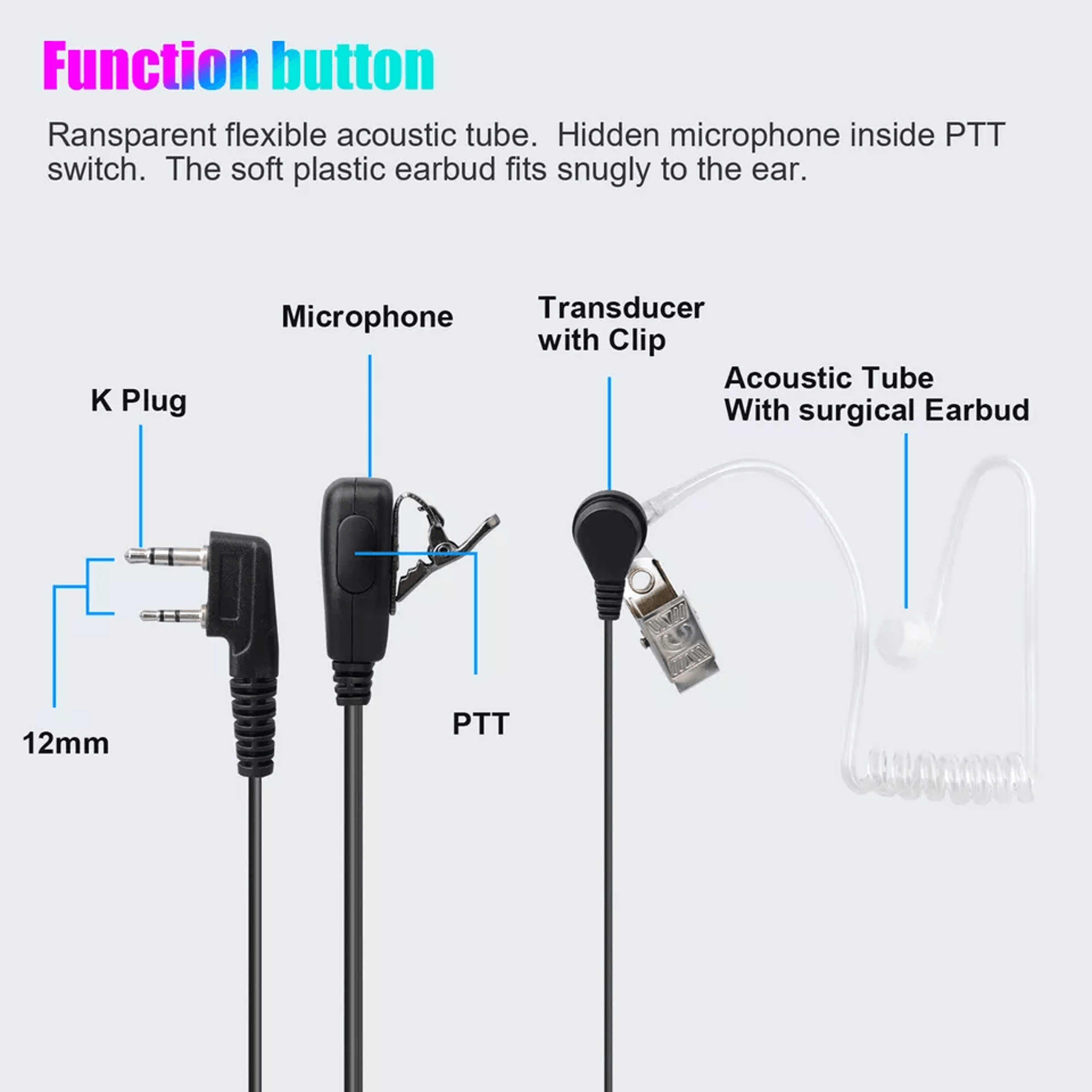 FBIStyle Security Walkie Talkies Earpiece Earphone Mic Radio 1