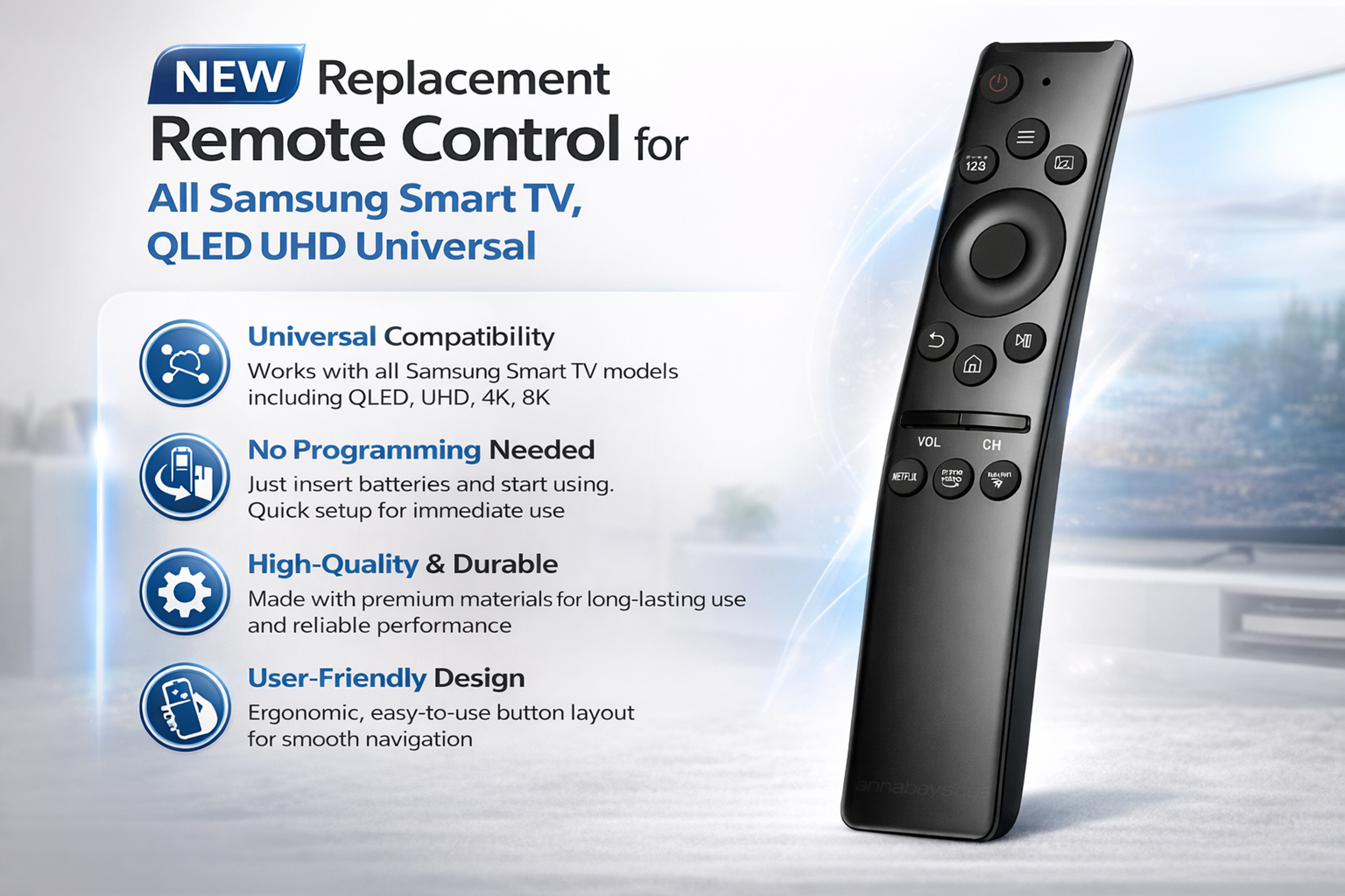 Replacement Remote for Samsung Smart TVs, Instant Setup-Free Control & Easy Navigation – view 13