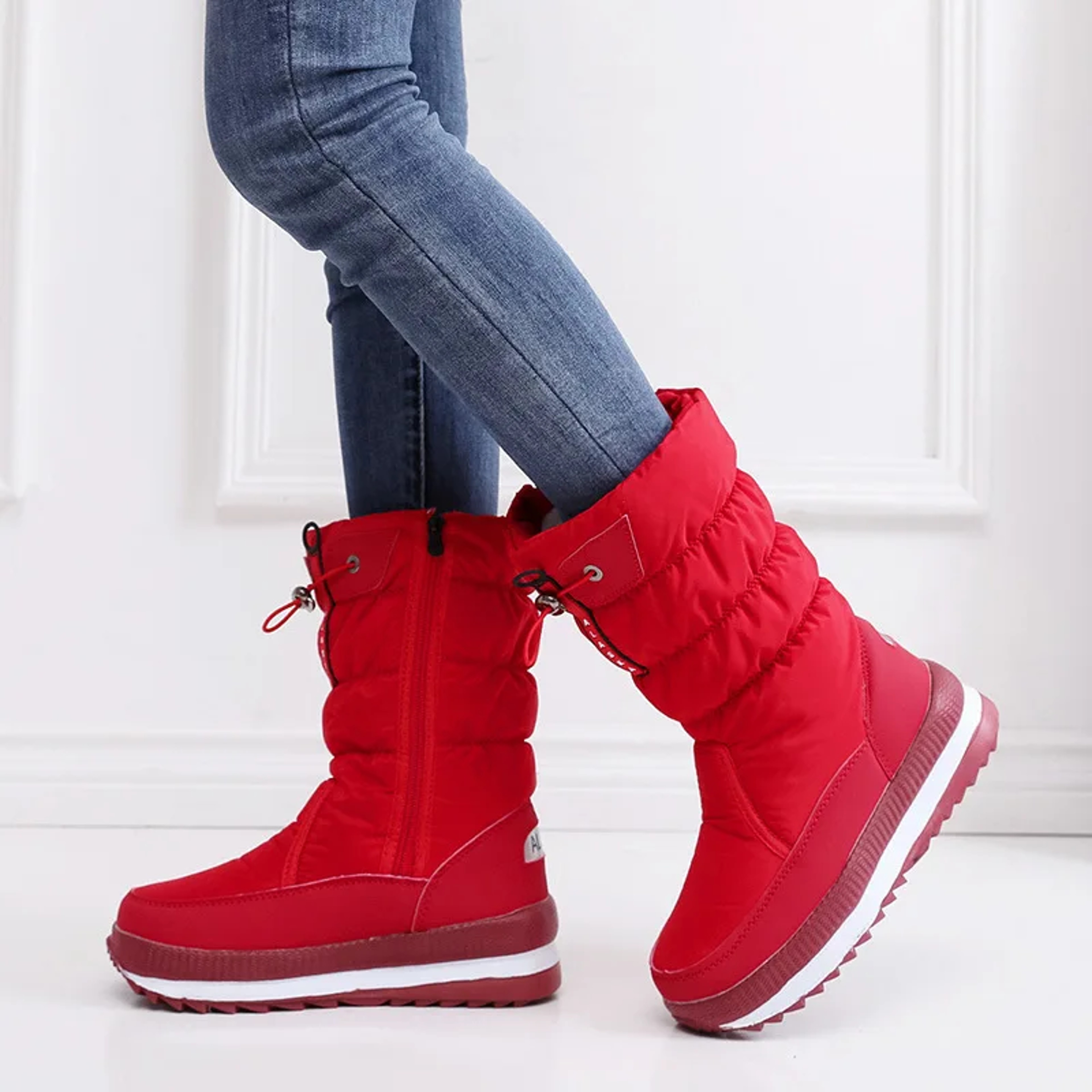 Womens Faux Fur Ankle Boots Chunky Platform Winter Boots Silver Thick Plush Waterproof Snow Shoes W 4