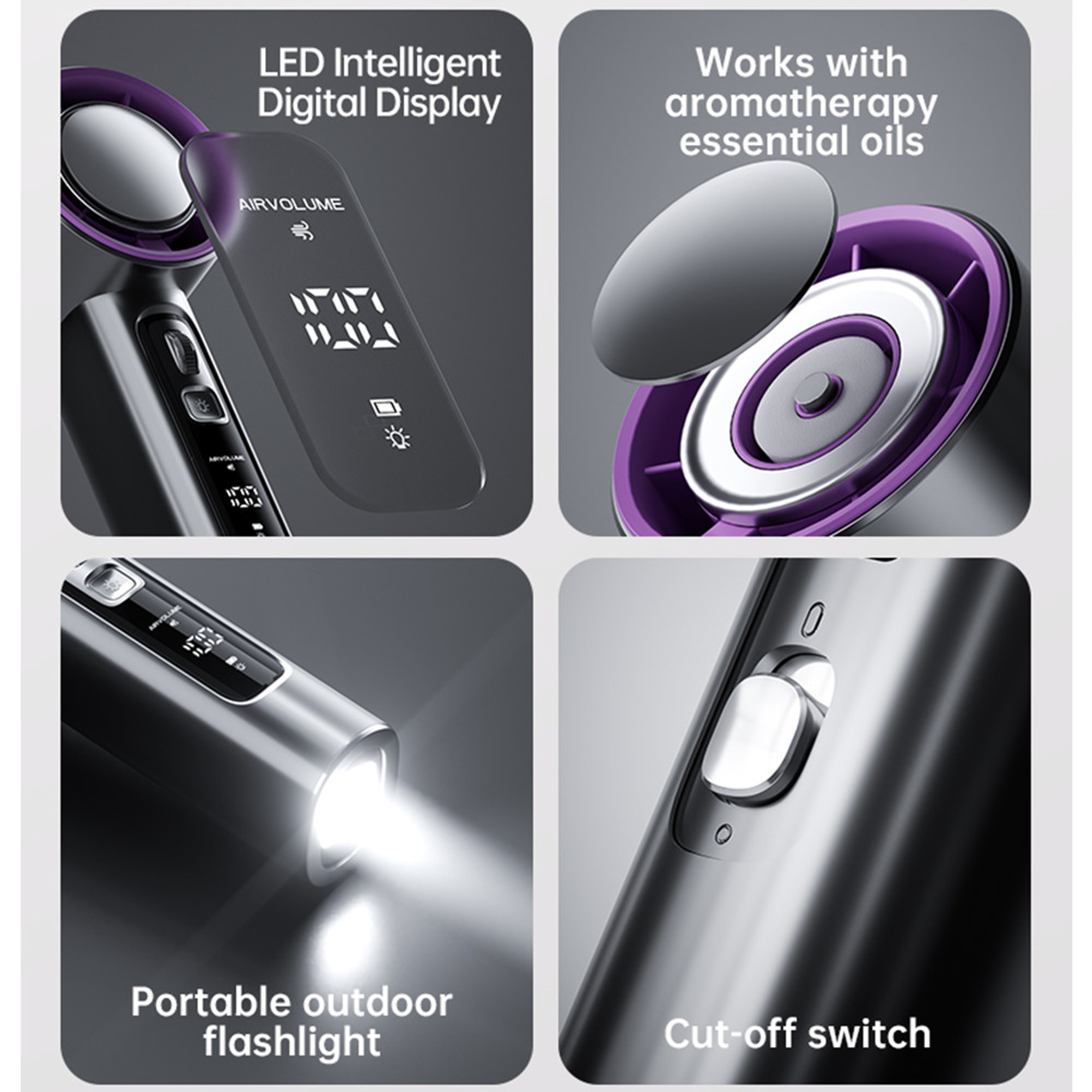 VGR 100 Speed High-Speed Handheld Electric Fan with Flashlight, USB Mini Portable Charging, Small Desktop Fan for Travel – view 4
