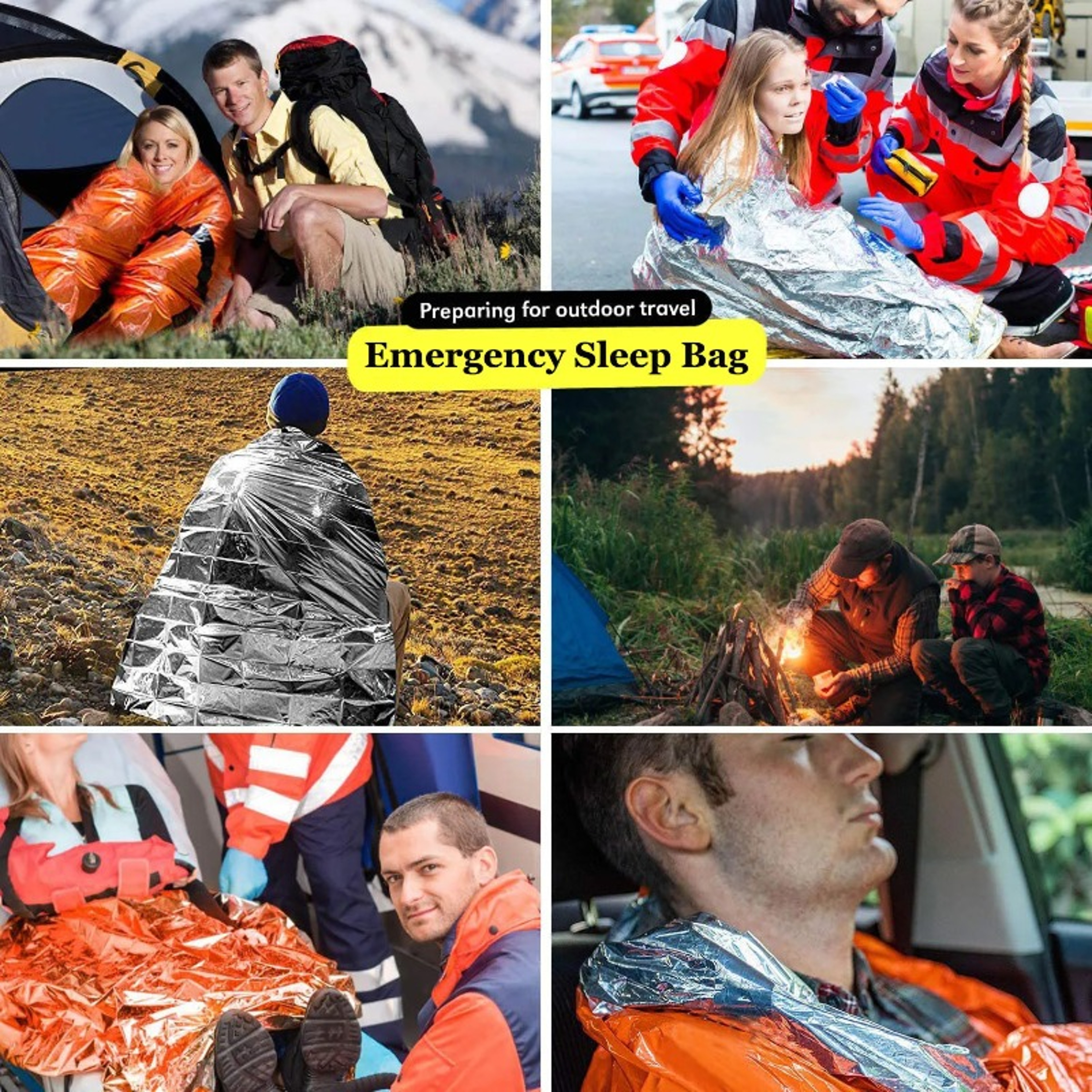 Outdoor EDC Camping Gear Portable Waterproof Emergency Survival Sleeping Bag, Thermal Sack First Aid Rescue Kit – view 4