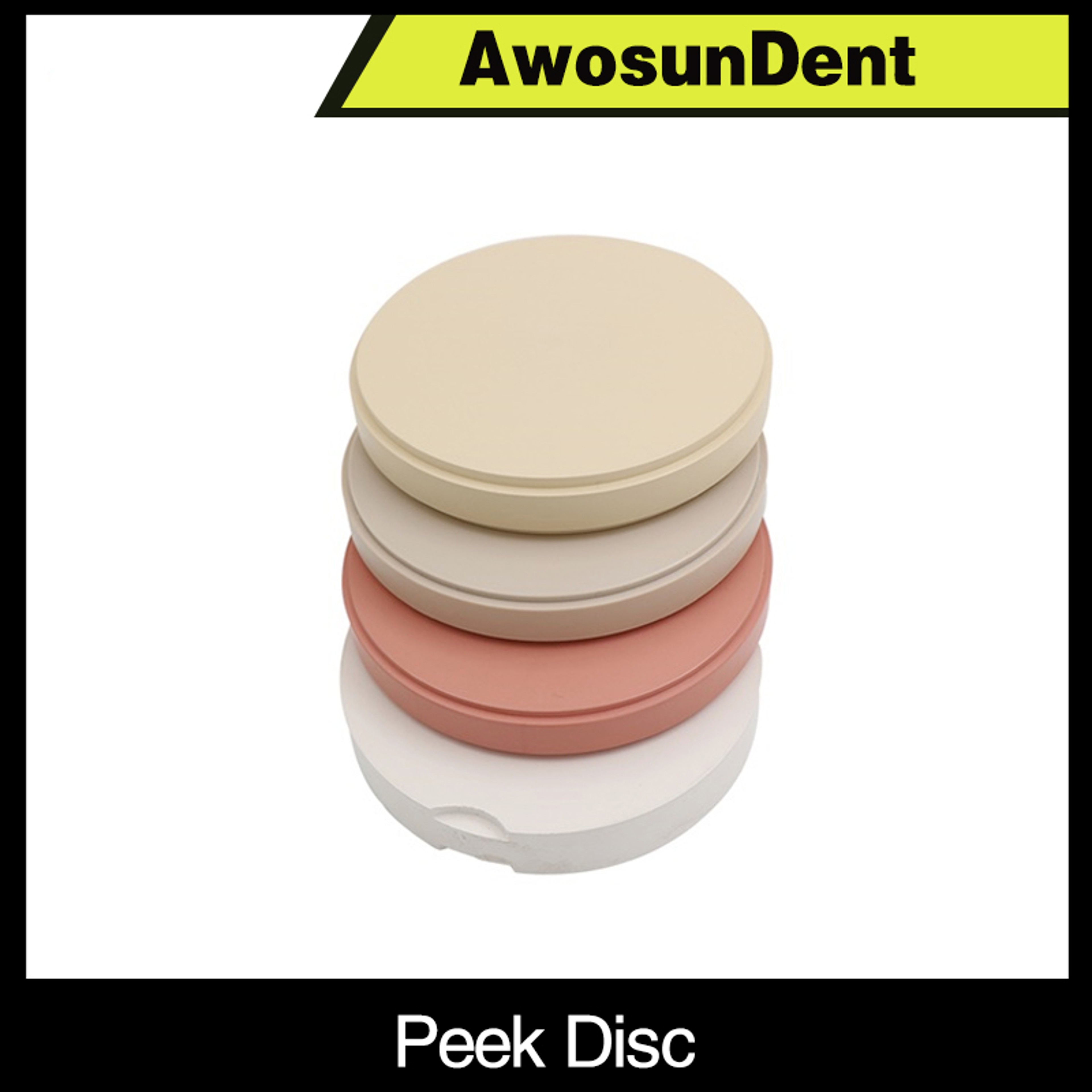 98mm Denture Teeth Disc, Natural PEEK Dental Disc in Yellow, White, Pink for Precision Denture Making – view 3