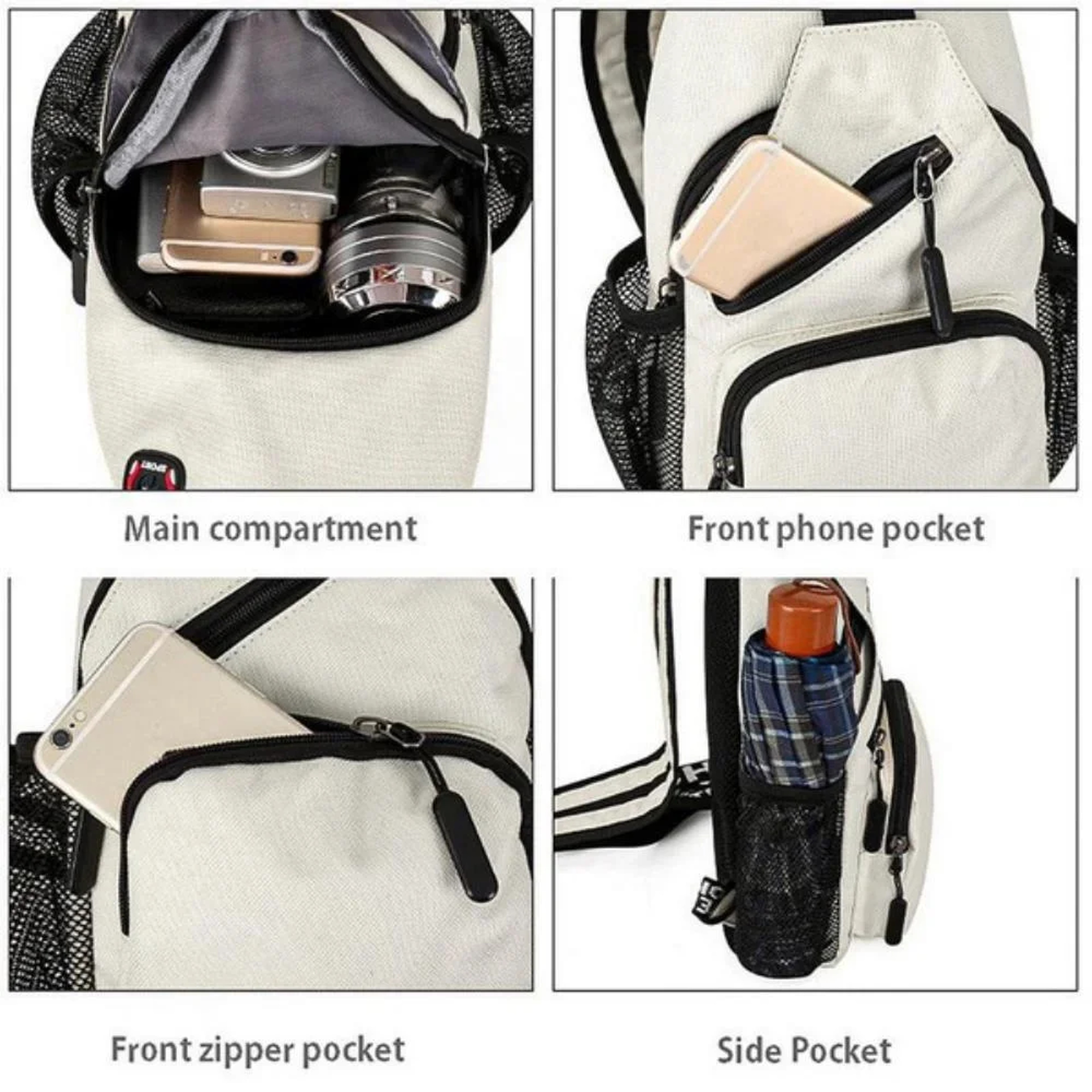 Unisex Messenger Shoulder Bag, Multi-functional Travel Backpack with Headphone Hole, Chest Bag for Men & Women – view 3