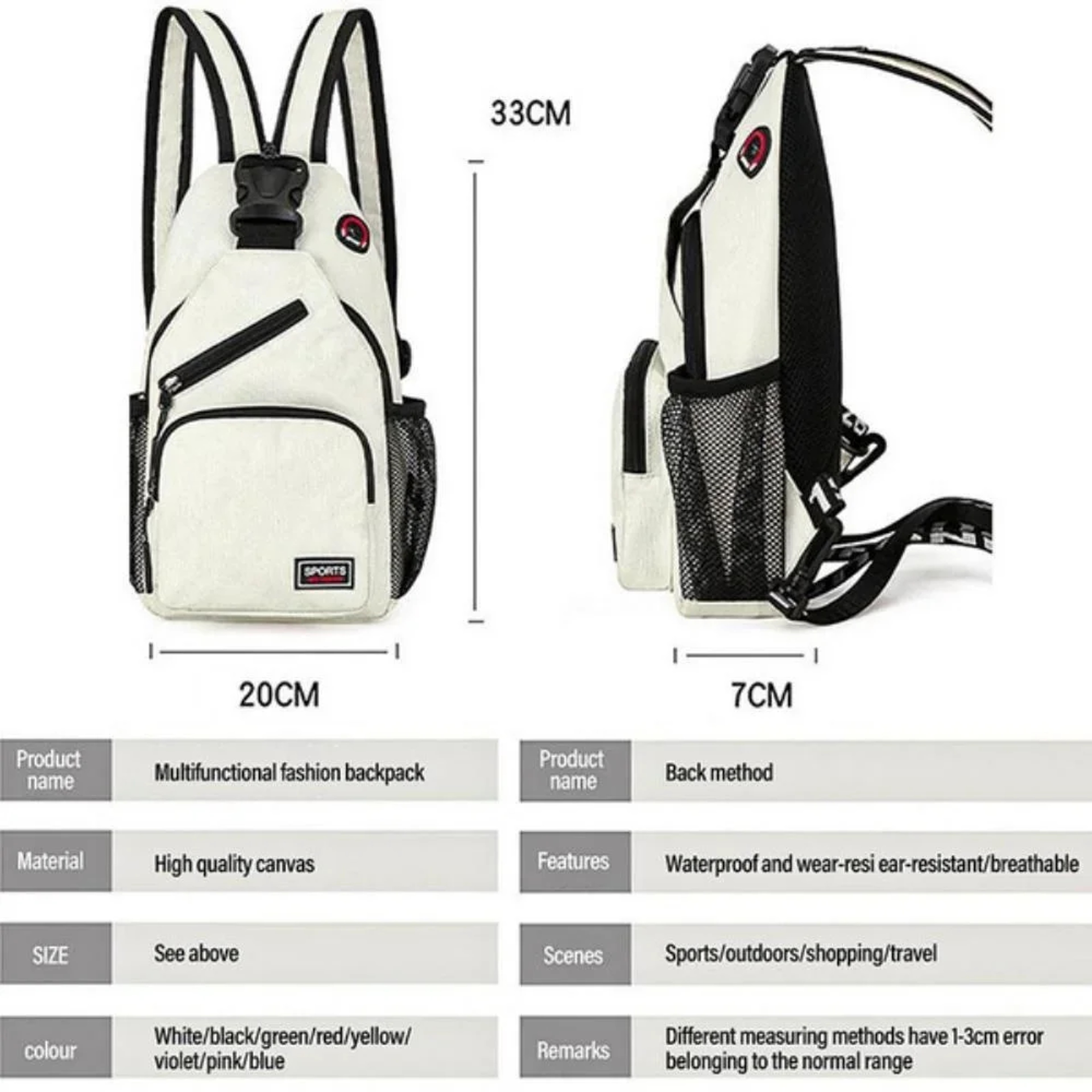 Unisex Messenger Shoulder Bag, Multi-functional Travel Backpack with Headphone Hole, Chest Bag for Men & Women – view 6