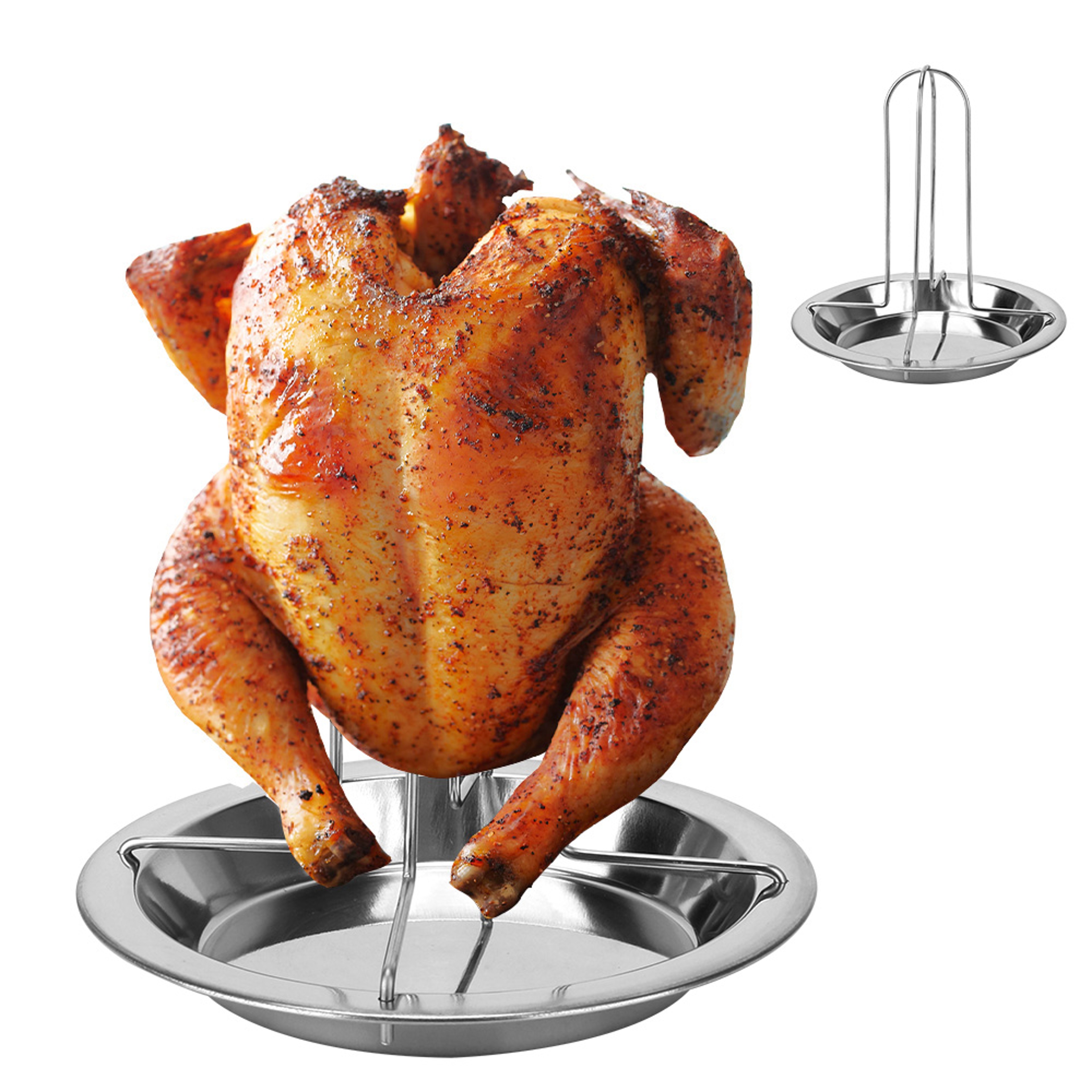 HeavyDuty Chicken Roaster Rack Carbon Steel Grill Stand For Perfectly Roasted Chicken Outdoor BBQ   0