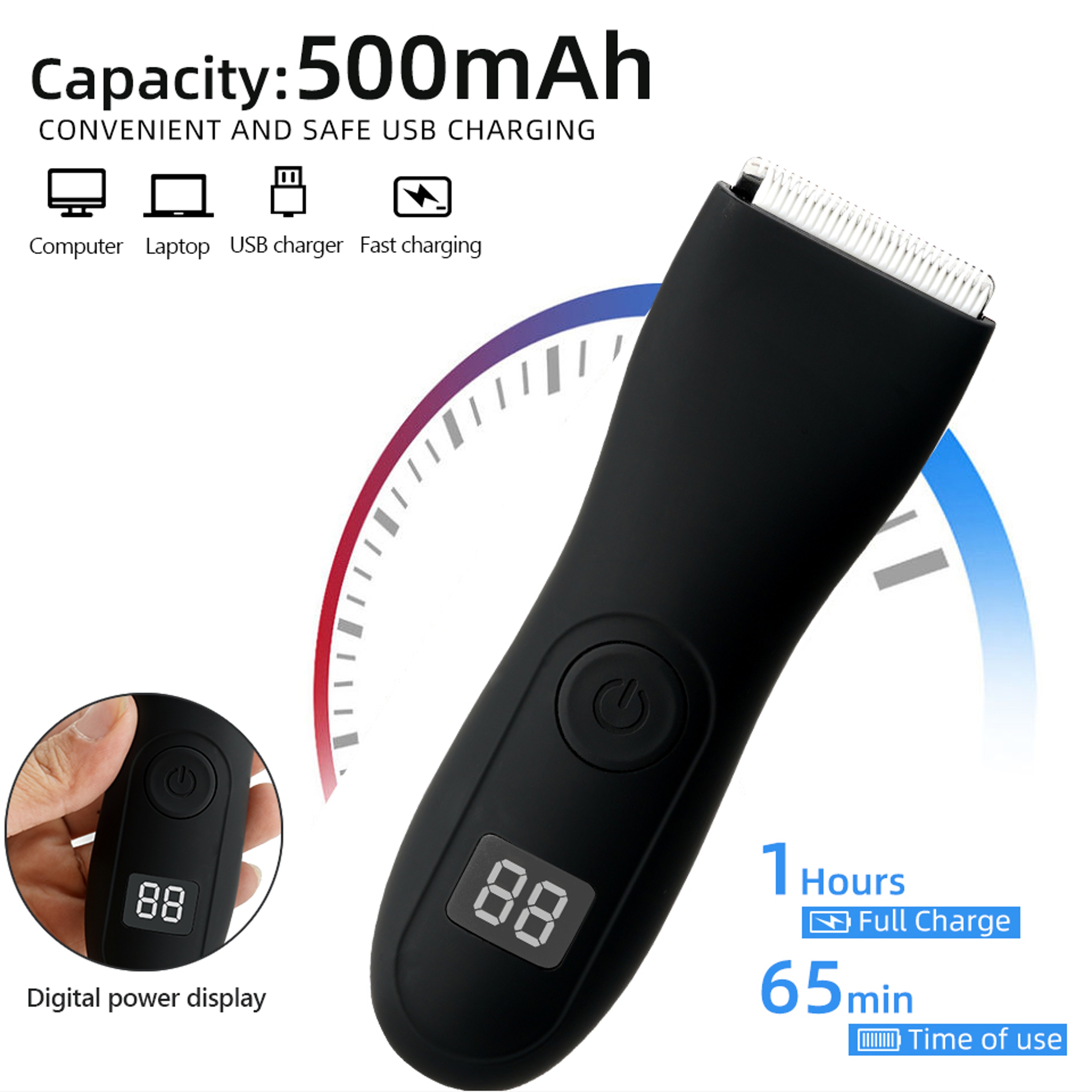 Mens Body Hair Trimmer for Balls & Groin, Womens Bikini Shaver, Painless Hair Removal for Beard, Arms – view 5
