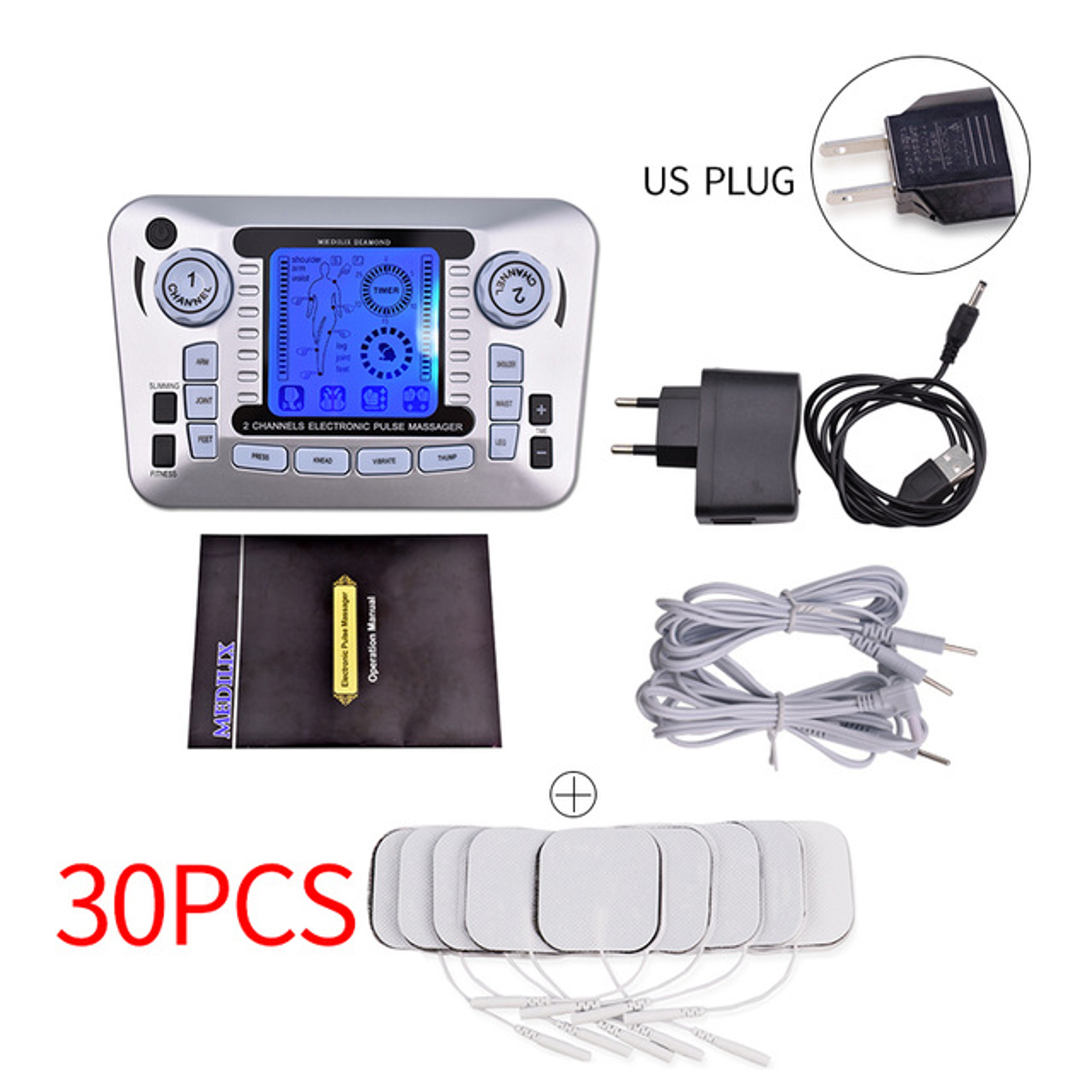 Professional 12 Mode TENS EMS Muscle Stimulator Electric Pulse Massager For Digital Pain Relief  He 6