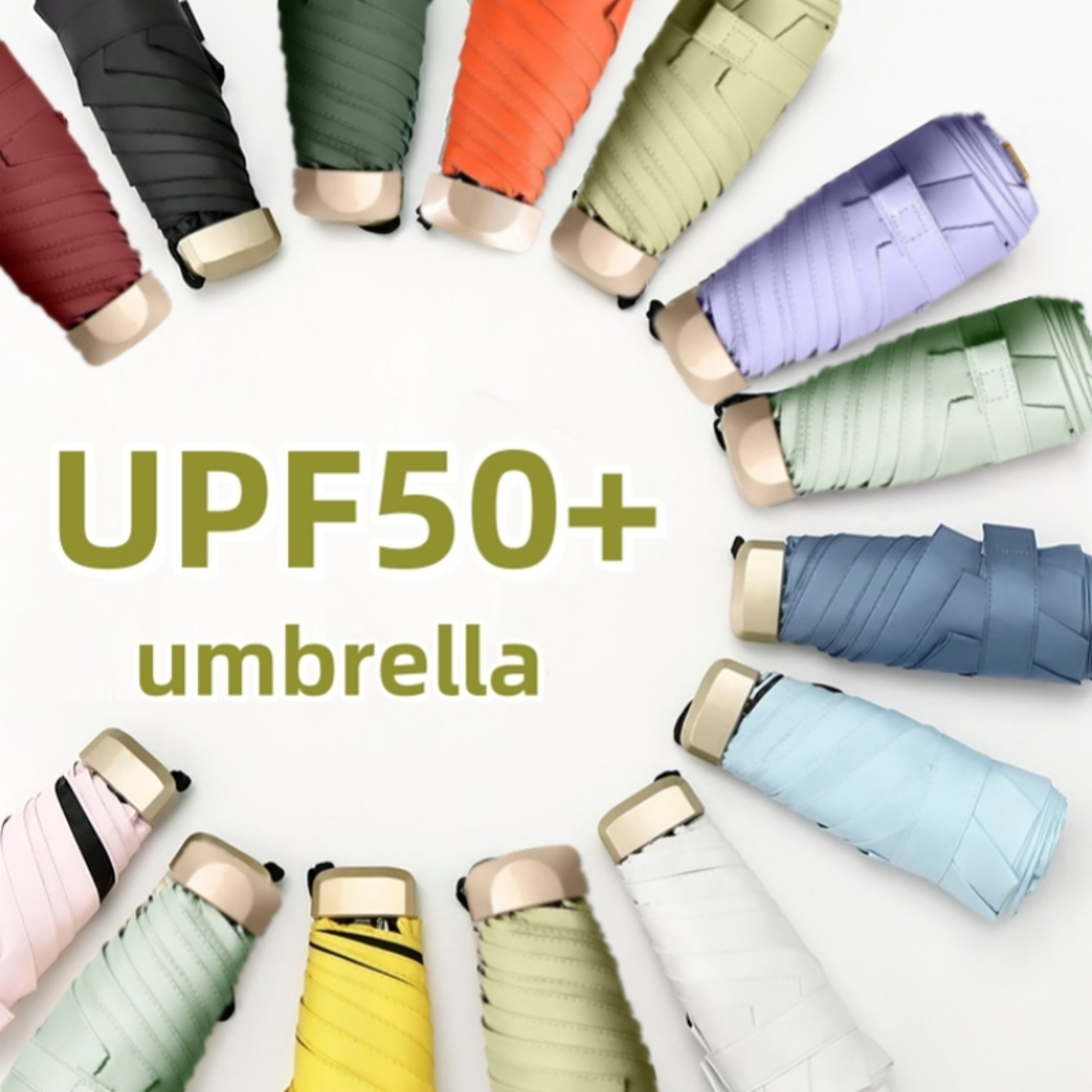 UPF50+ Mini Sun Umbrella, Small Pocket Rain, Travel Umbrella with Vinyl Folding Design for Ultimate UV Protection Sun – view 2