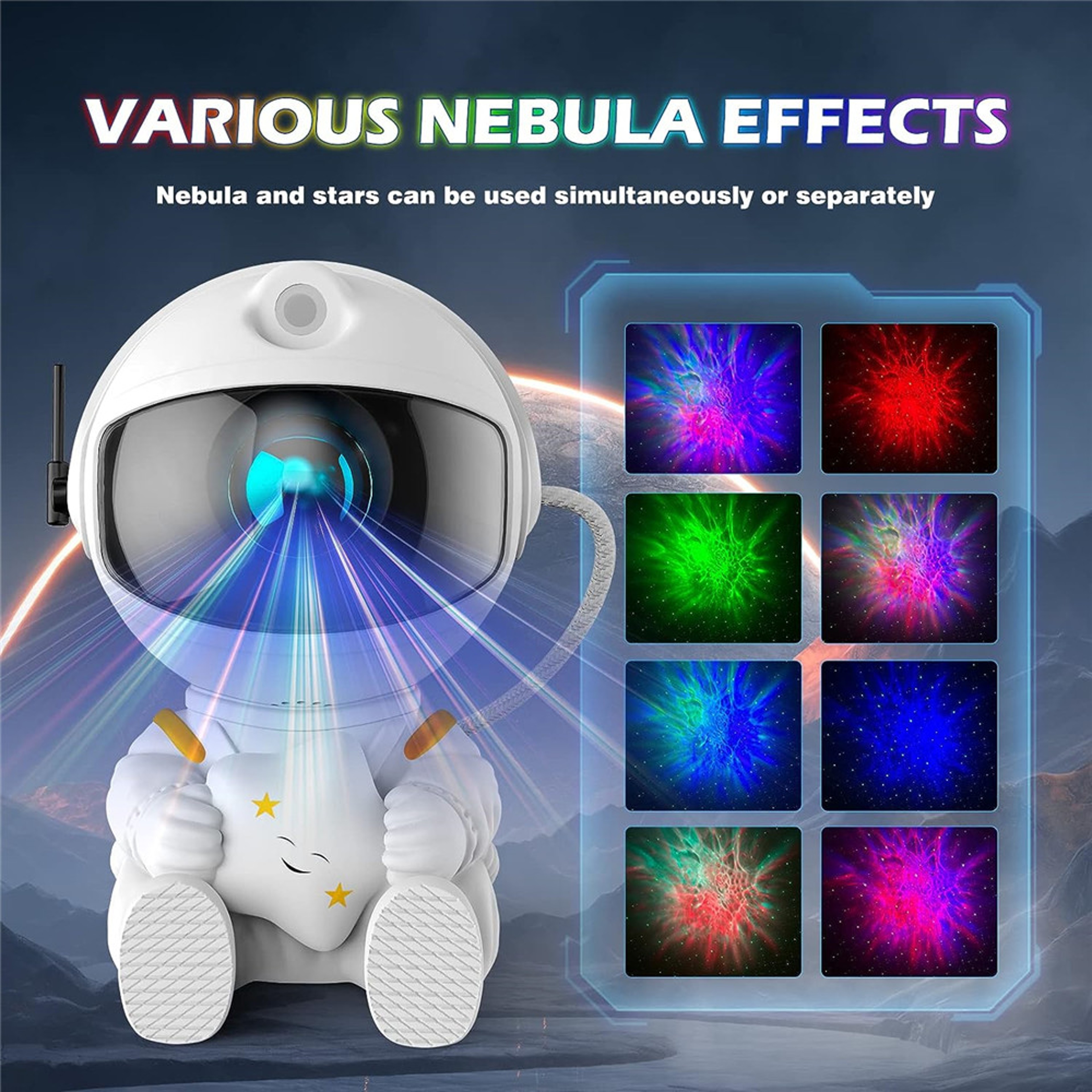 Creative Astronaut Starry Sky Projection Light, Full of Stars Nebula, Moon Lamp for Bedroom Ambiance, Spaceman Laser – view 3