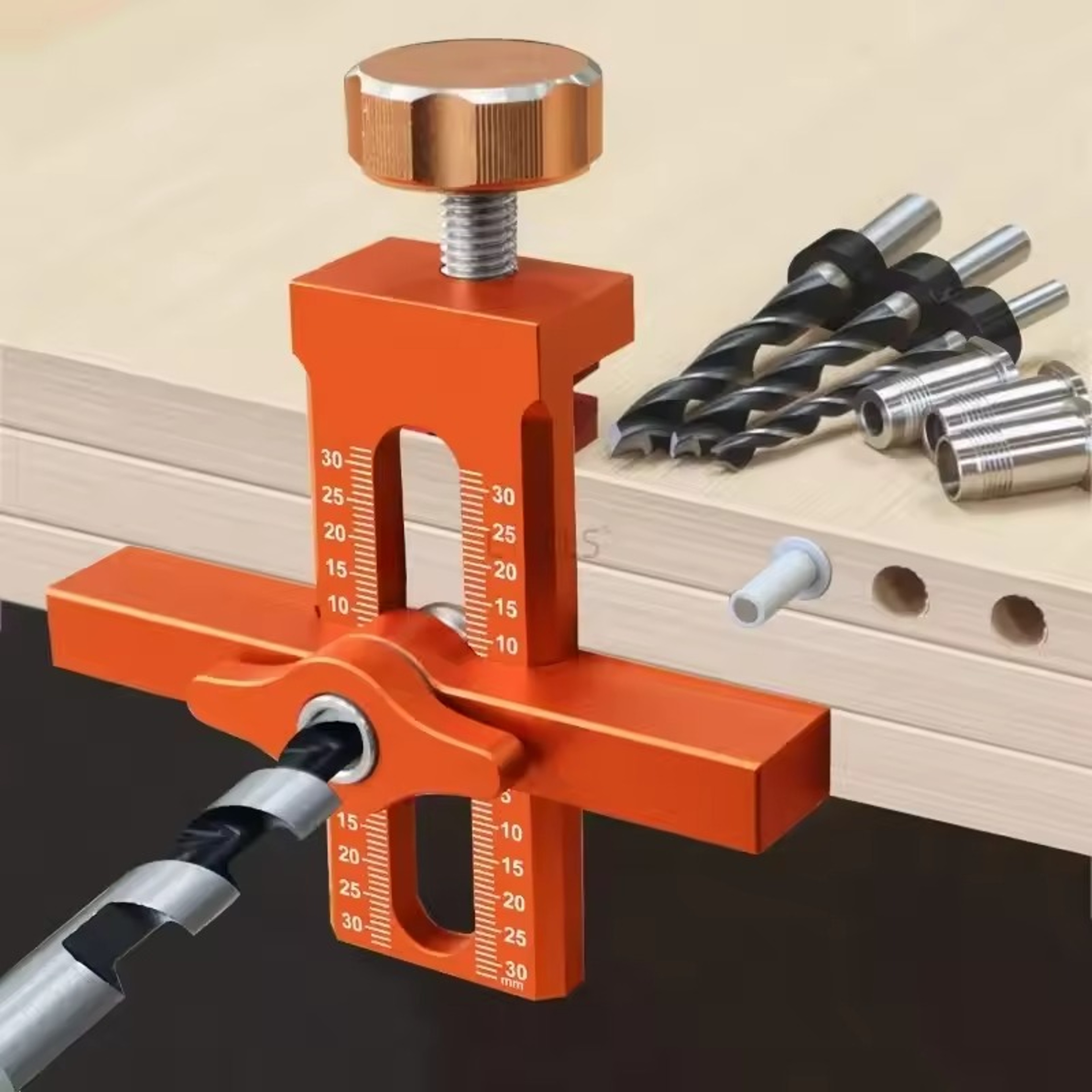 2-in-1 Cabinet Door Panel Fixed Clamp Rebounder Drilling Locator, Aluminum Quick Positioning Mount Tool for Woodworking – view 4