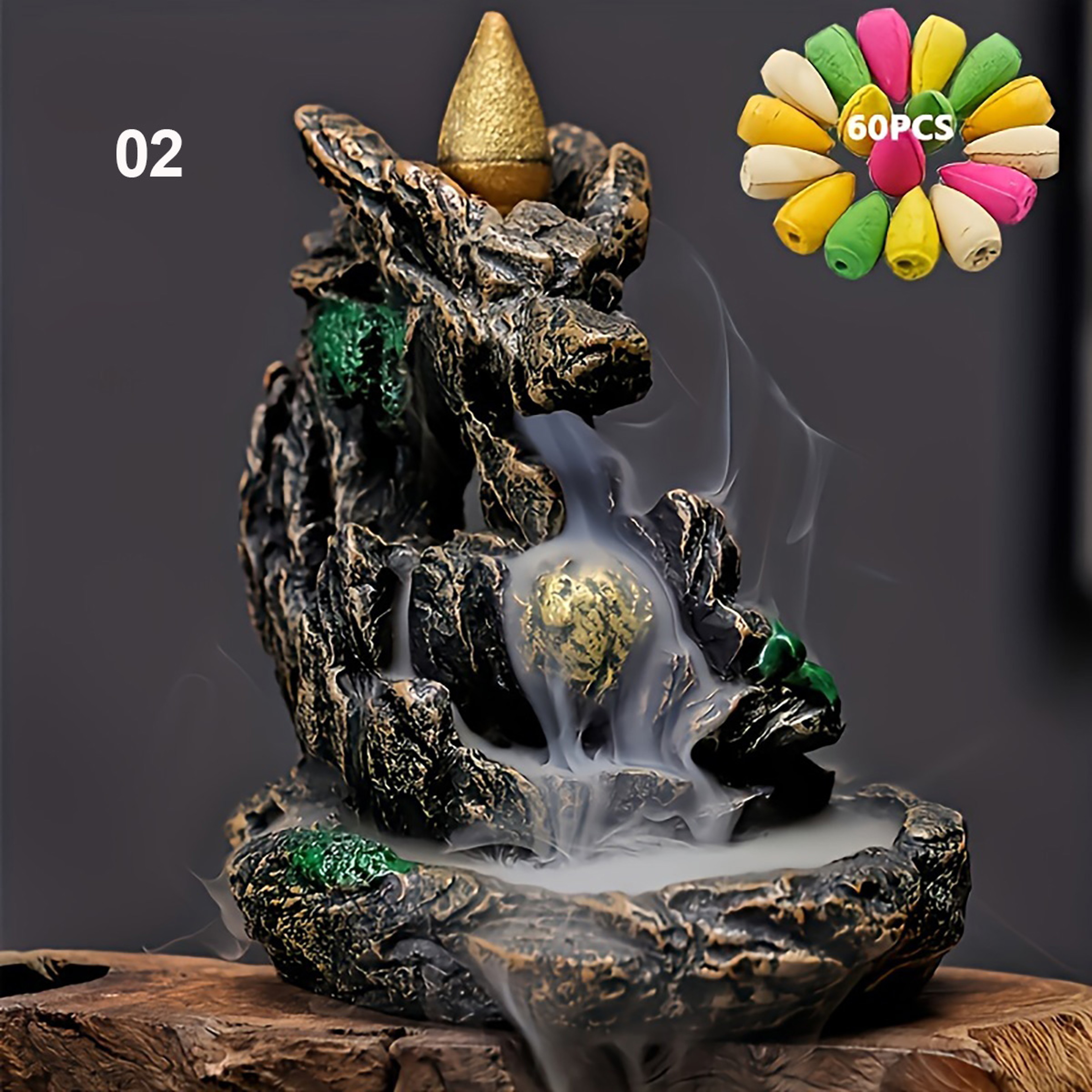 1pc Mountains River Waterfall Reflux Incense Burner Fountain, Backflow Aroma Smoke Censer Holder Home Crafts – view 7