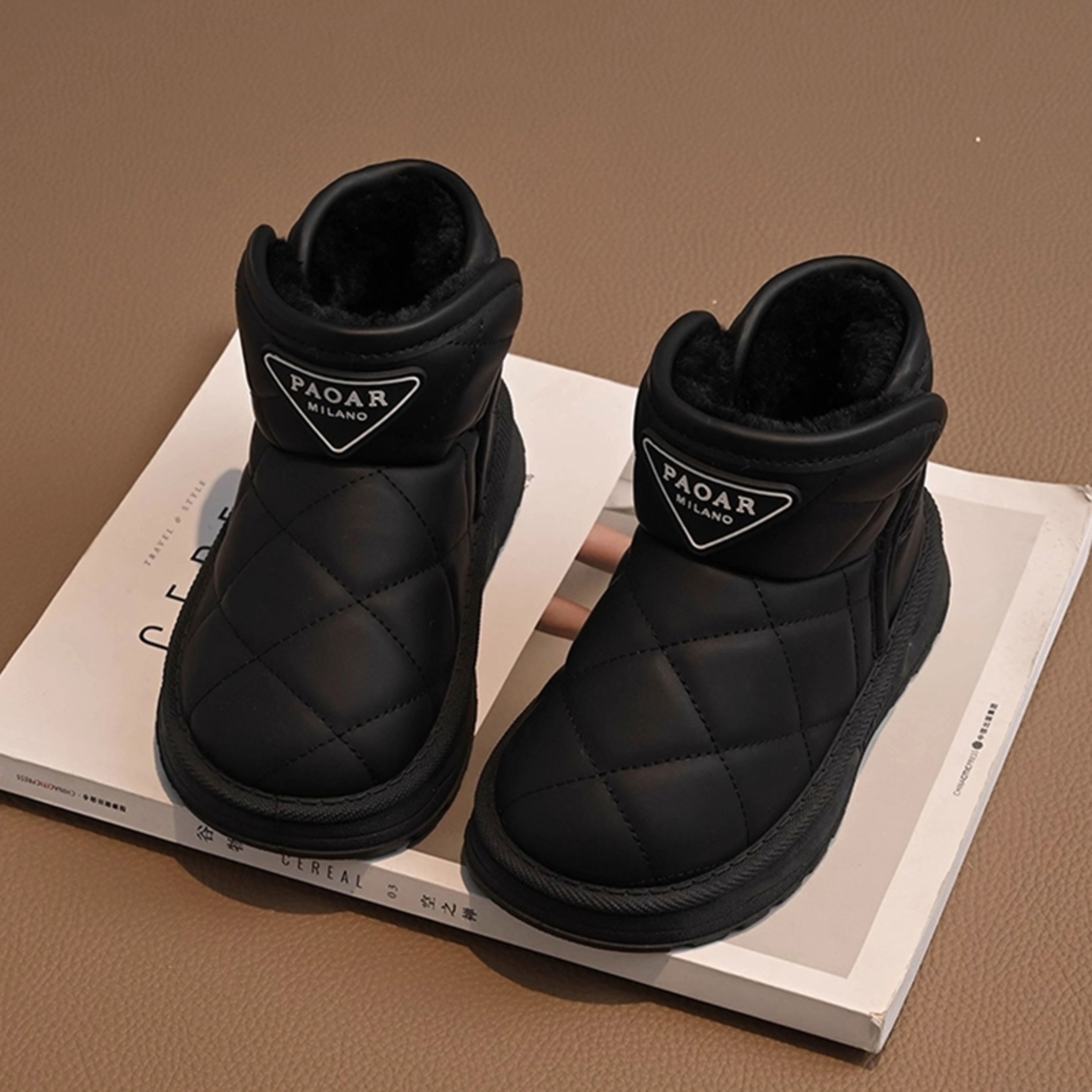 Kids Winter Snow Boots, Cute Warm Anti Slip Shoes for Boys Girls, Children Plush Short Boot Sneakers Fashion – view 3