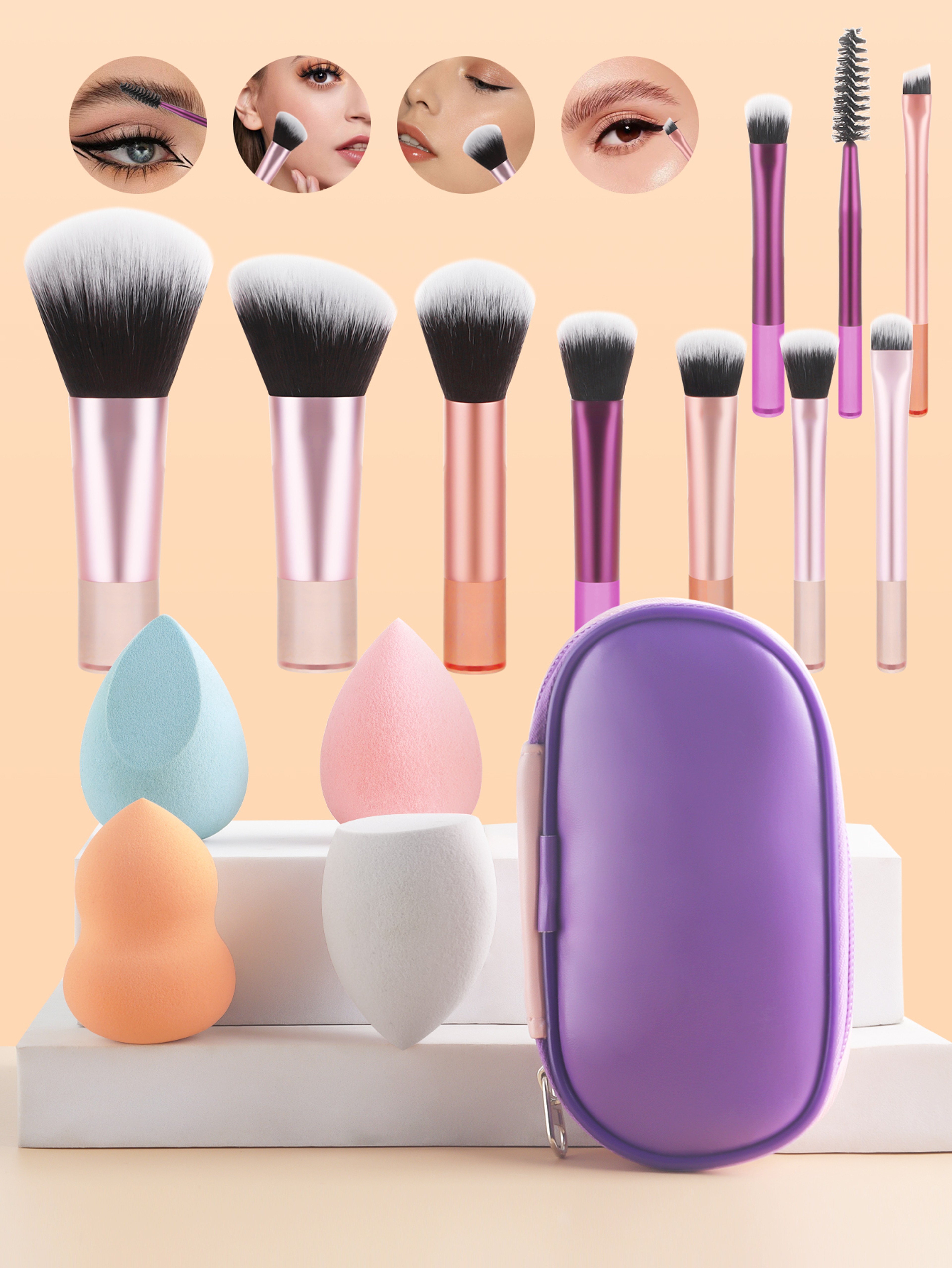 Makeup Brush and Makeup Egg Set, Powder Eyeshadow Foundation Blush Concealer Beauty Makeup Tools Brushes Kit – view 7