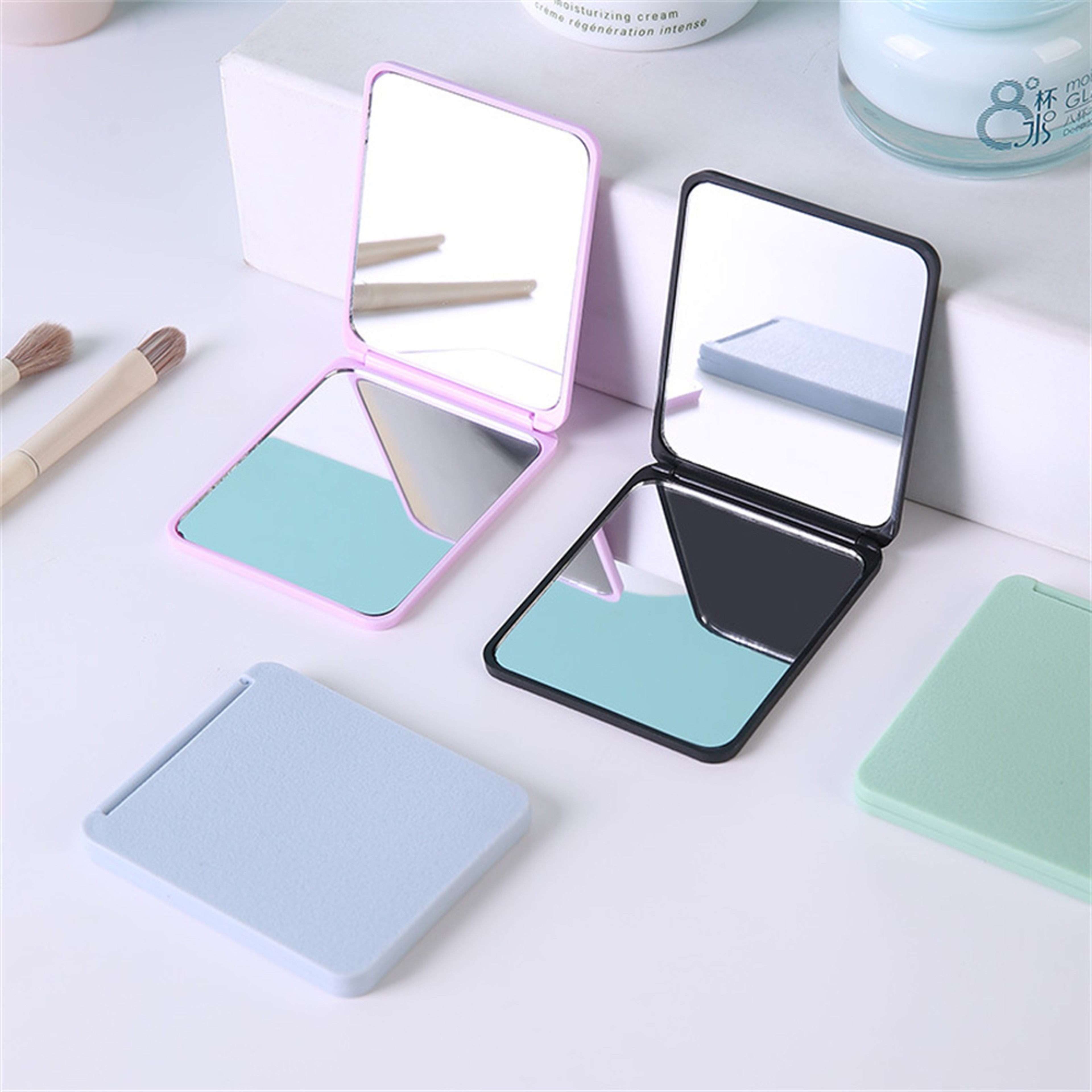 Rectangle Folding Makeup Mirror Portable High Definition Pocket Vanity Double Side Cosmetic Makeup  0