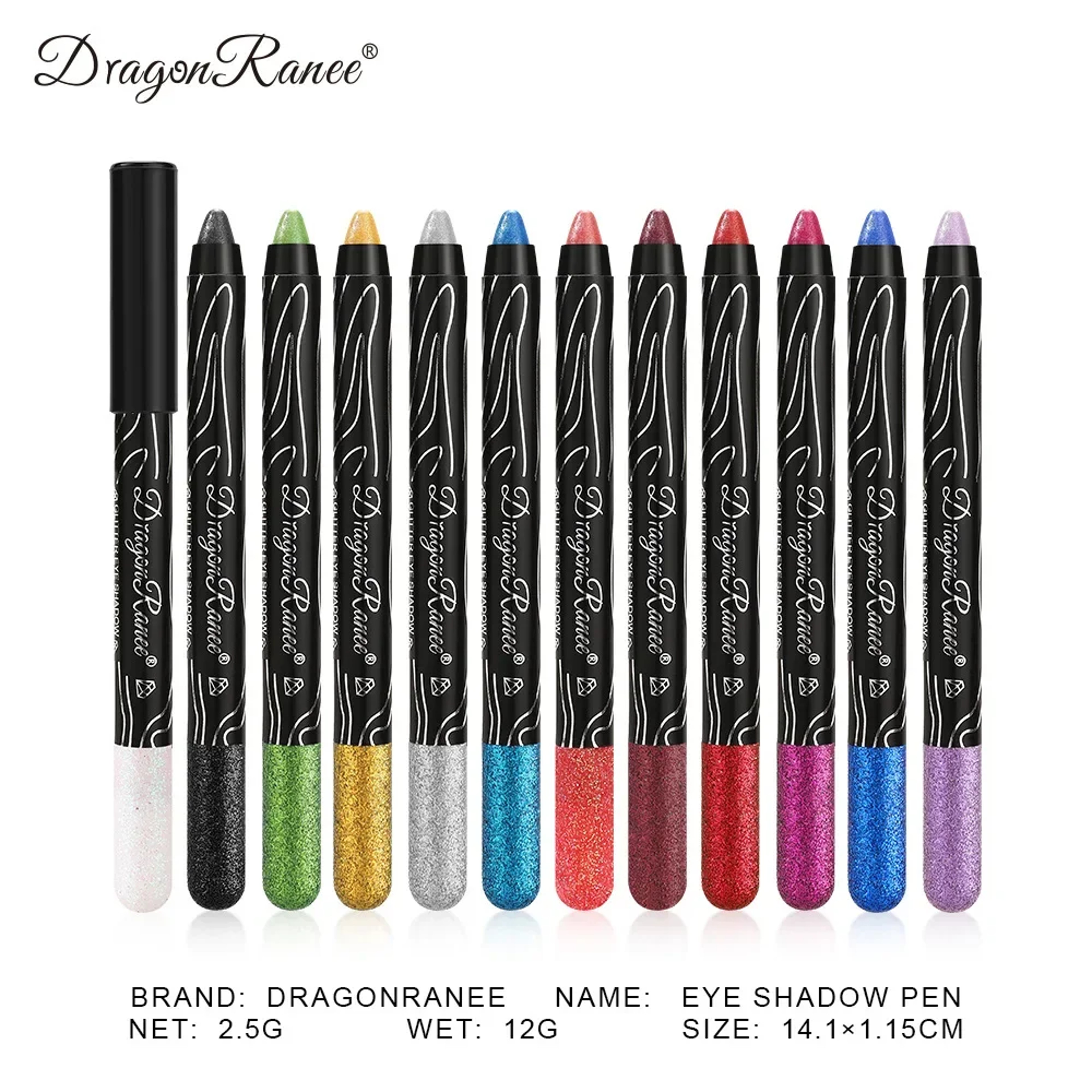 Glitter Metallic Purple Eyeshadow Pencil, Silkworm Liner Pen Highlighter, Long Lasting Gold Blue Cream Eye Shadow Stick – view 6