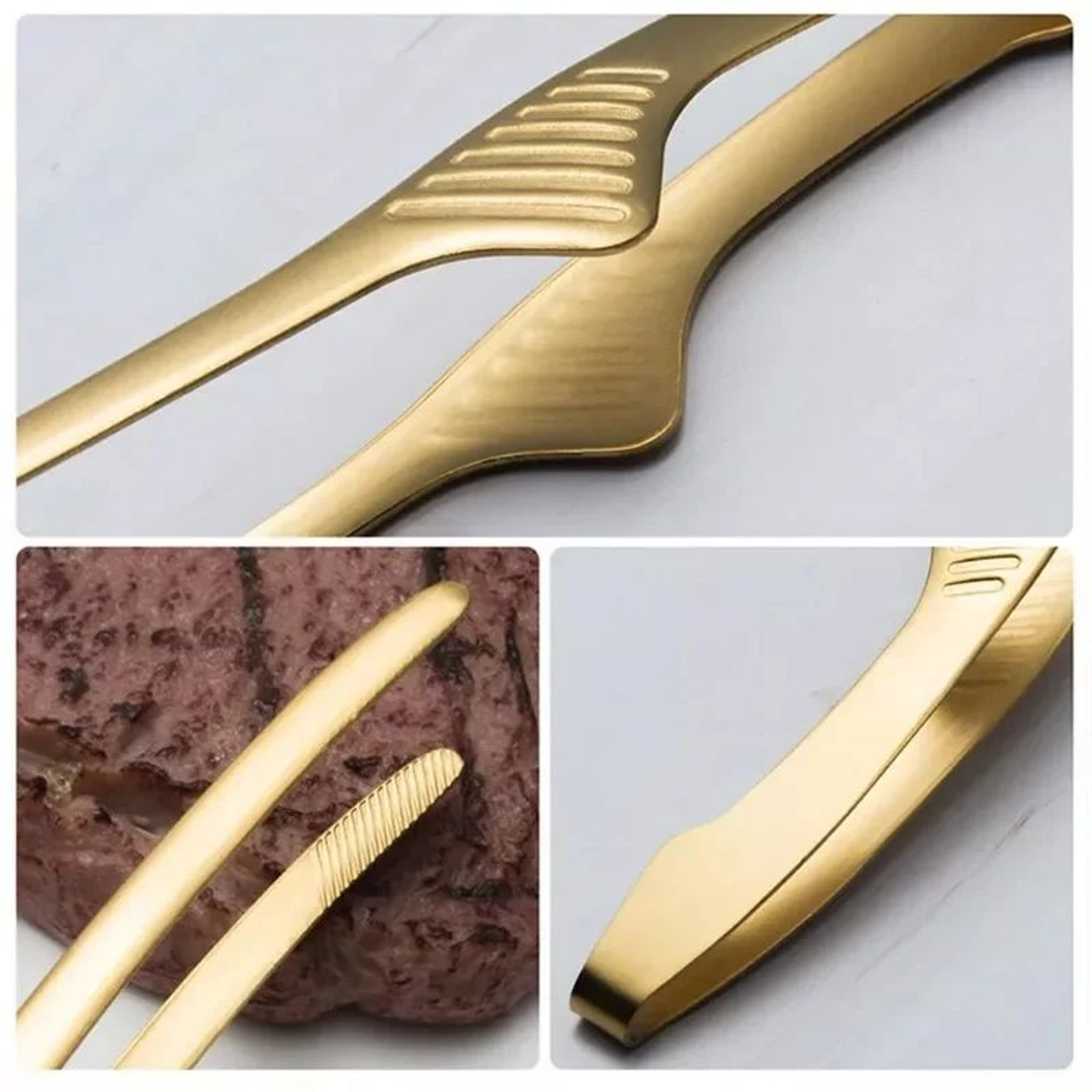 Premium Stainless Steel Precision Tongs NonSlip Heat Resistant Kitchen Tweezers For BBQ Grilling Co 3