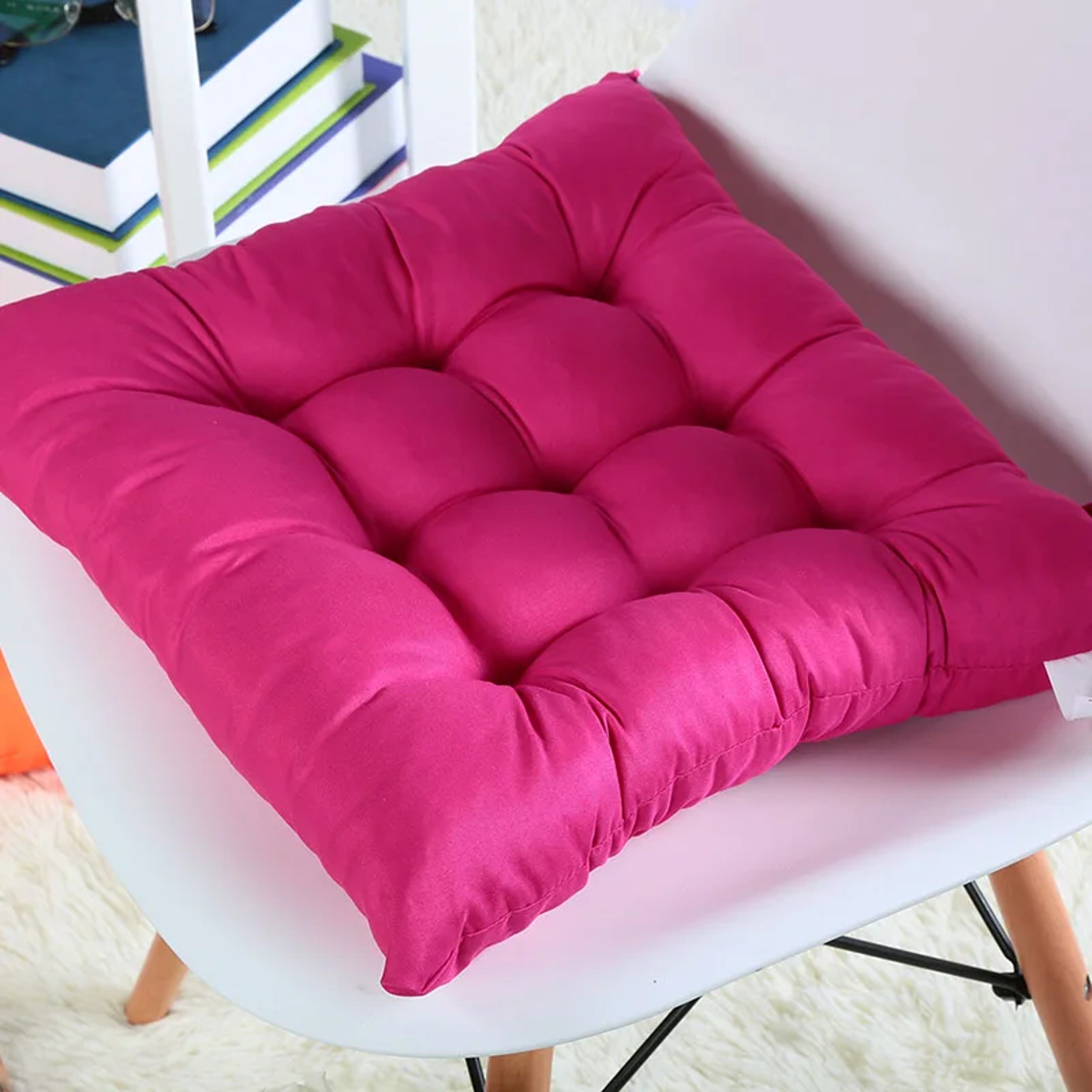 Colourful Chunky Seat Pads Cushion, Tie-On Chair Cushion for Office, Garden, Dining Kitchen, Soft Suede Square Seat – view 10