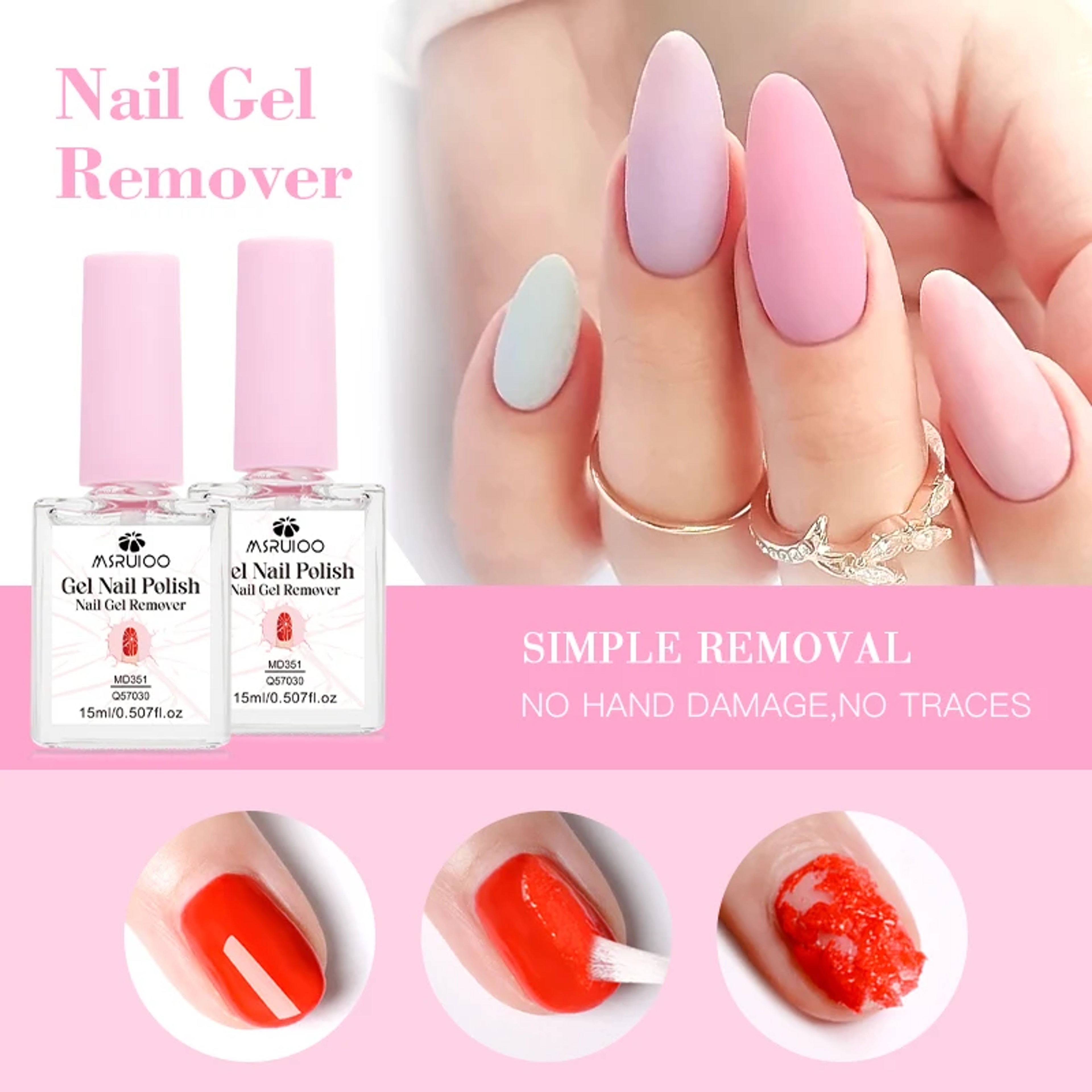 15ml Nail Gel Remover in Glass Bottle, Just 3 to 5 Minutes Fast Nail Art Gel Removal Degreaser for Easy Manicure – view 4