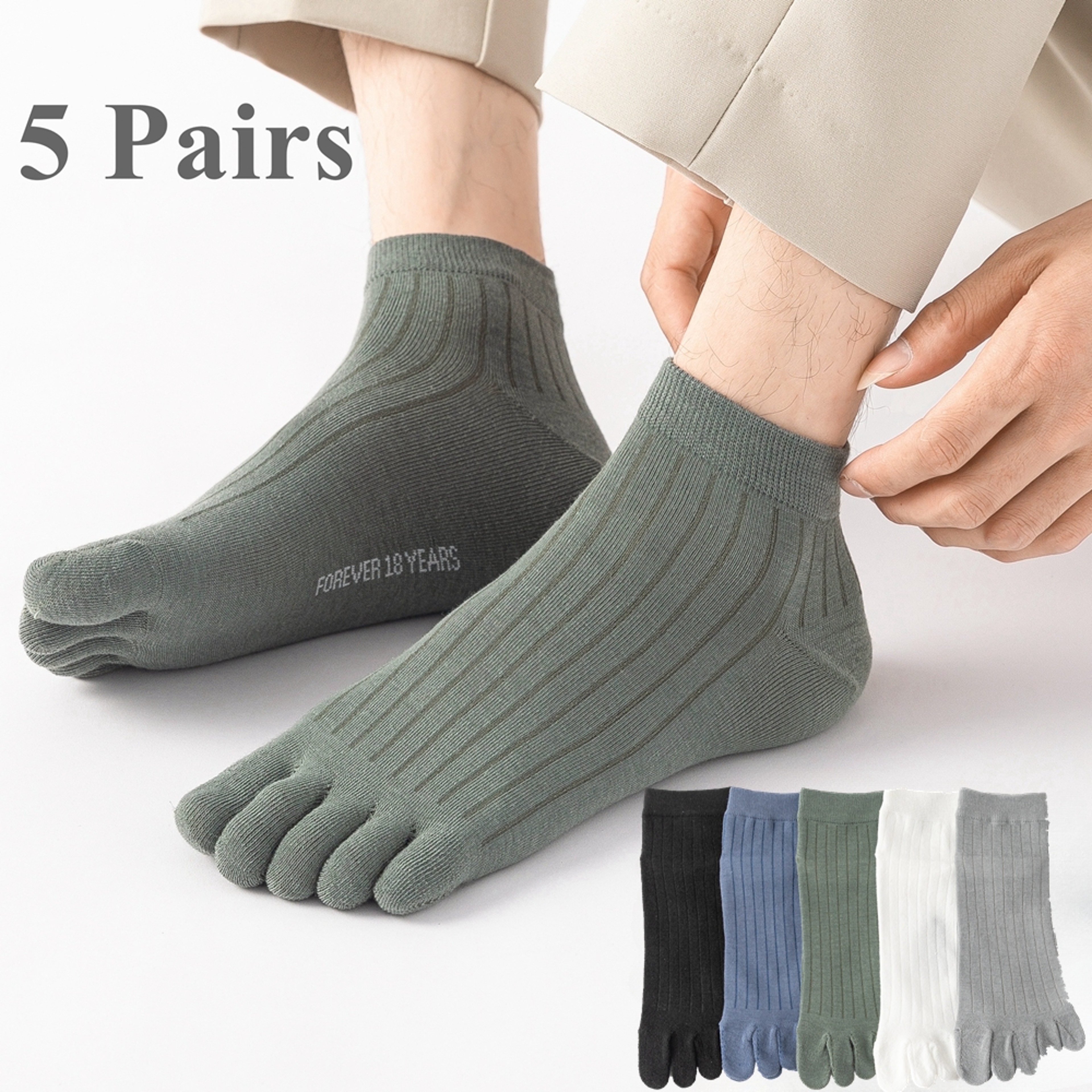 5 Pairs Mens Five Finger Socks, Summer Thin Cotton Toe Socks with Separate Fingers, Low Cut Ankle Sports Socks – view 1