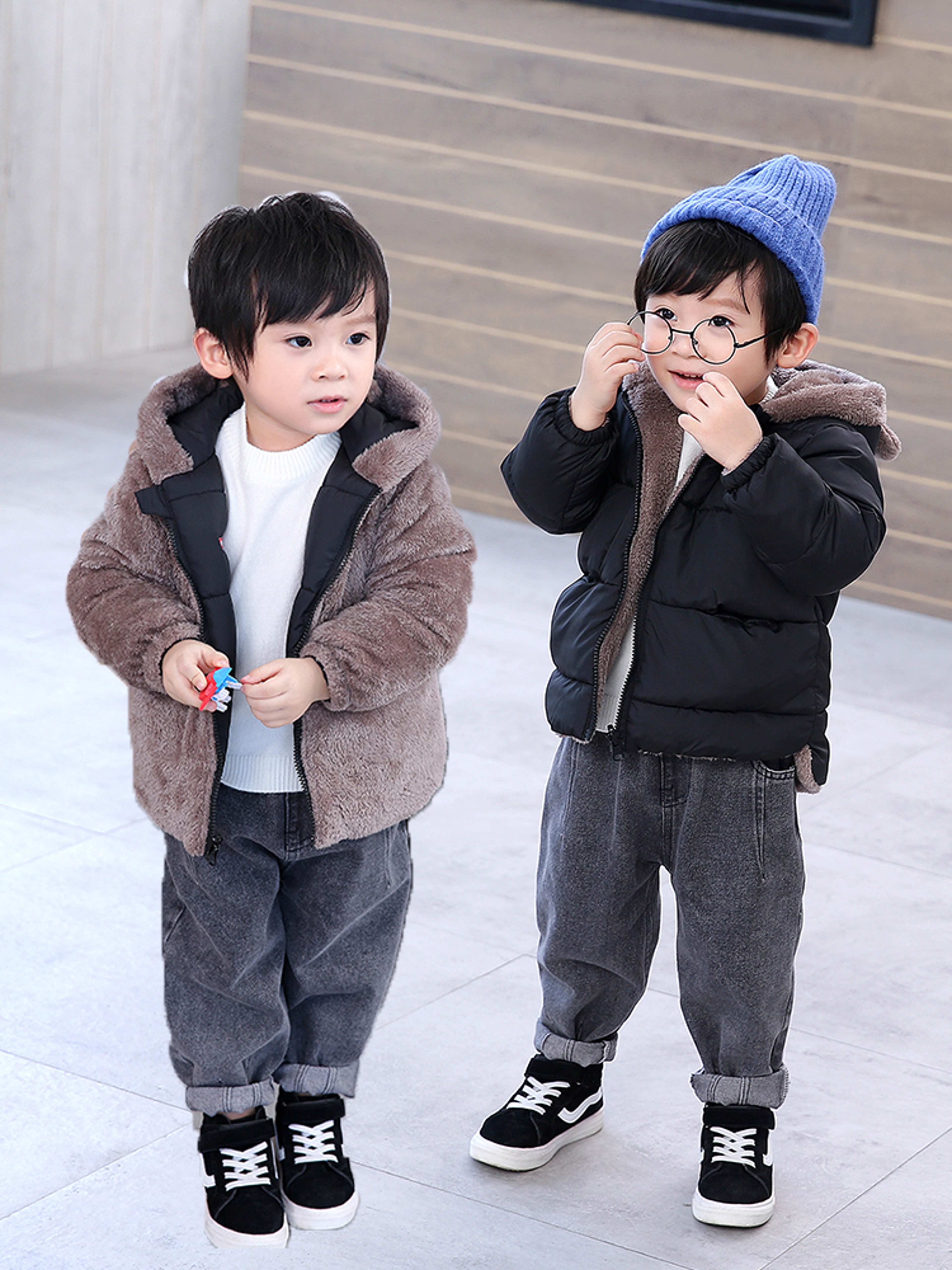 Reversible Baby Winter Coat Cartoon Hooded Plus Velvet, Baby Boys Fleece Jacket, Newborn Outerwear Toddler Girl Parkas – view 2