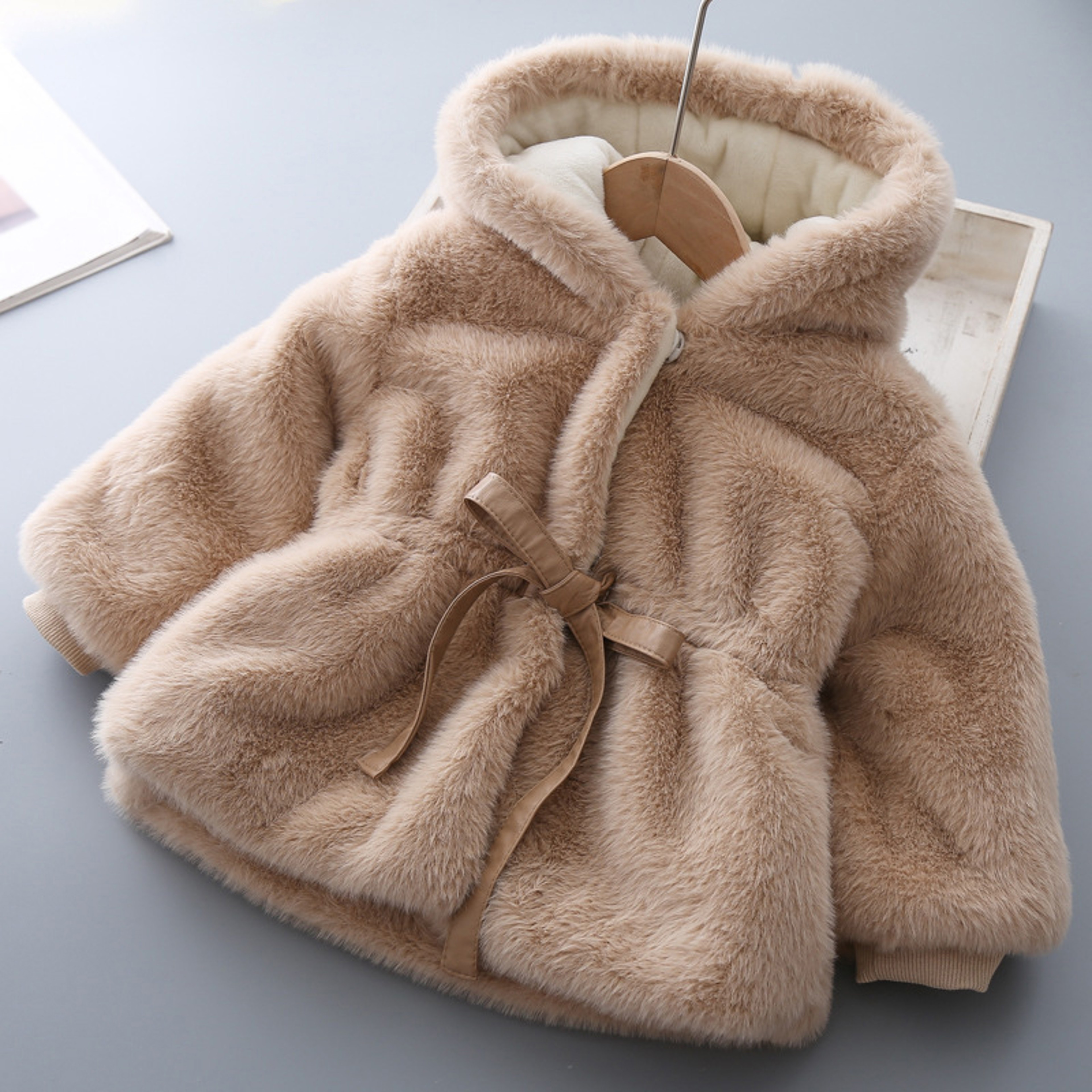 Super Warm Winter Girls Coat Mink Fur Padded, Thickened Hooded Coats Long Sleeve, Baby Kids Children Jacket Plush – view 1