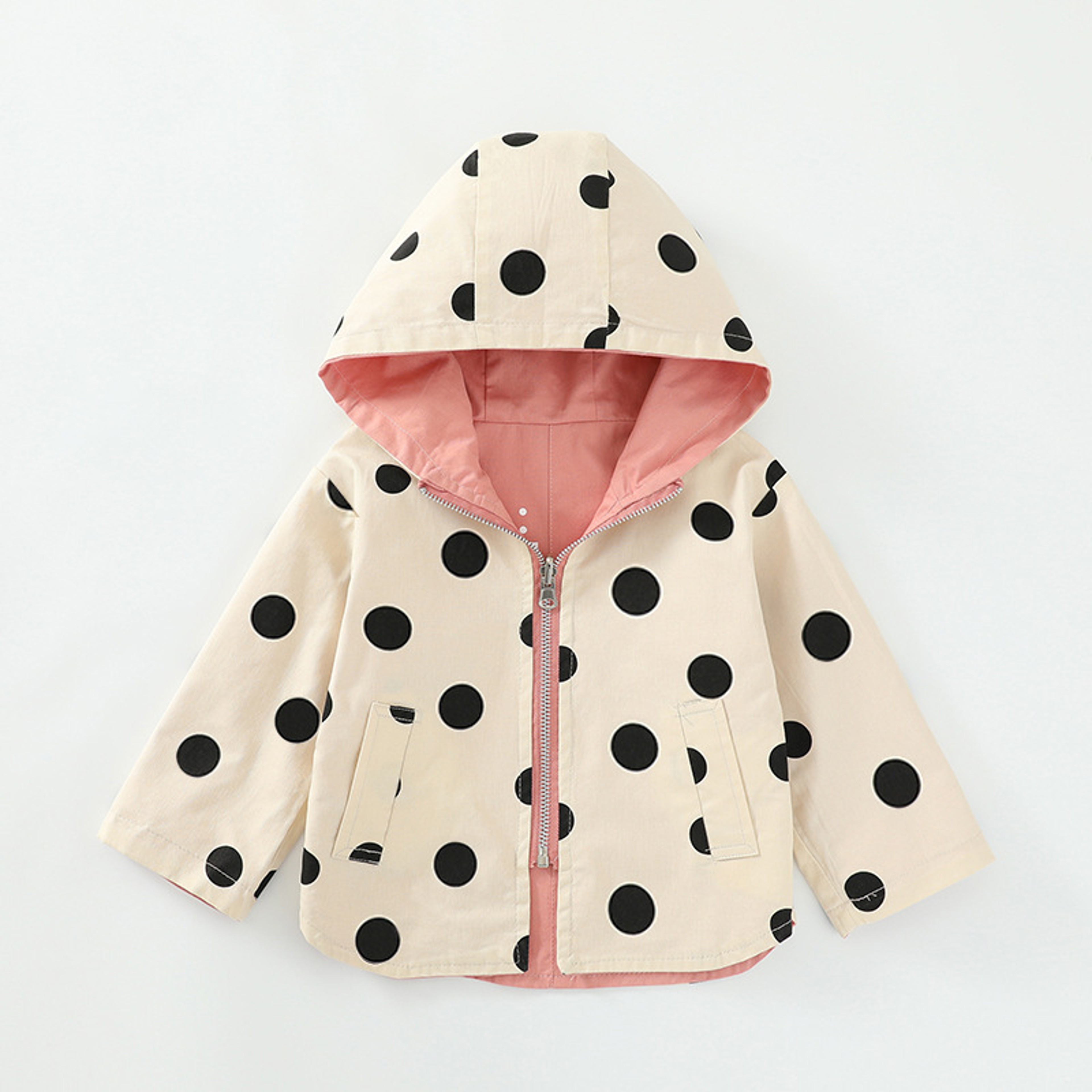 Kids Hooded Clothing Spring Autumn Boys Polka Dot Trench Coat, Children Jackets Girls Double Sided Outerwear Toddler – view 5