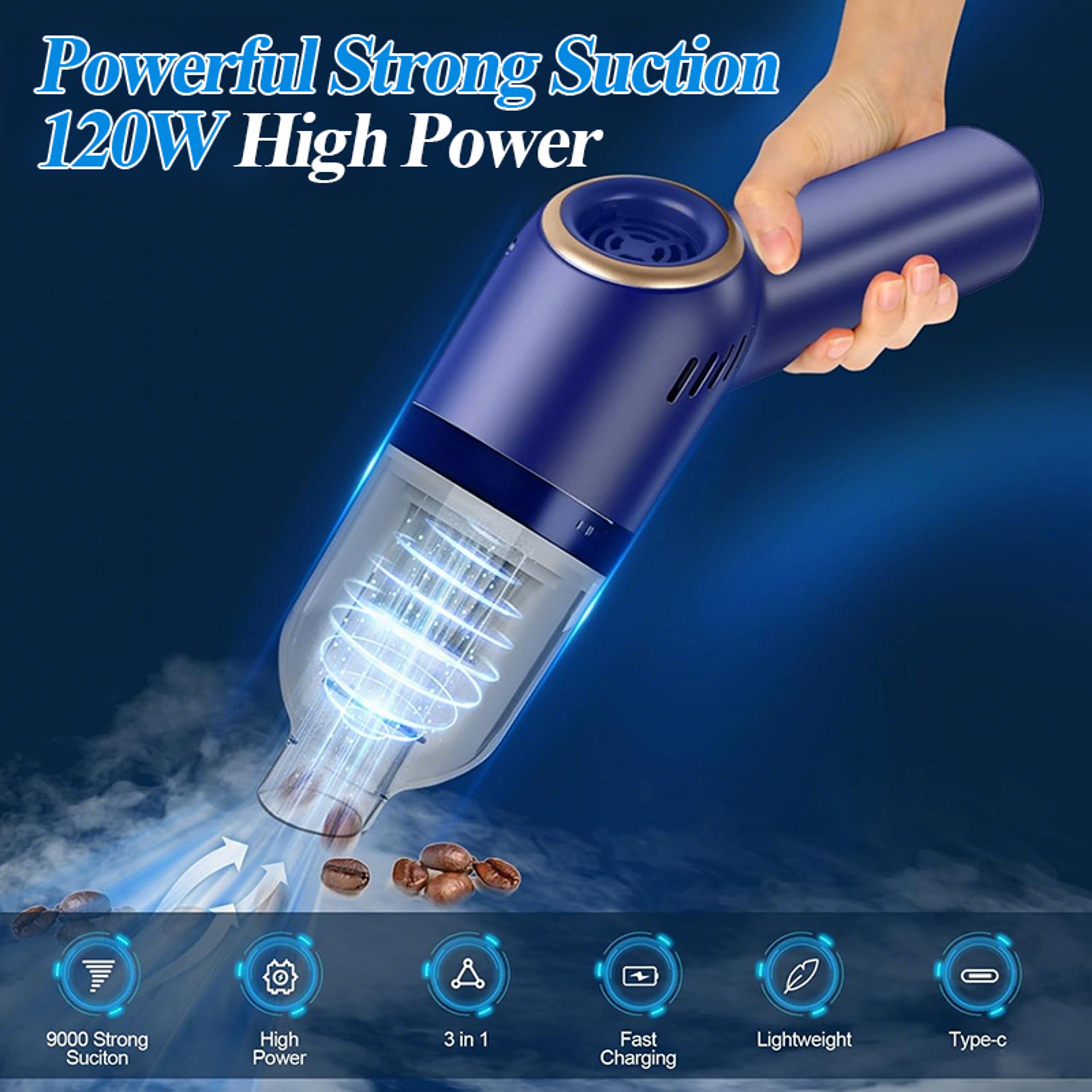 Wireless Portable Car Vacuum Cleaner for Machine Home, 8000Pa Strong Suction Appliance, Handheld Car Cleaning Products – view 2