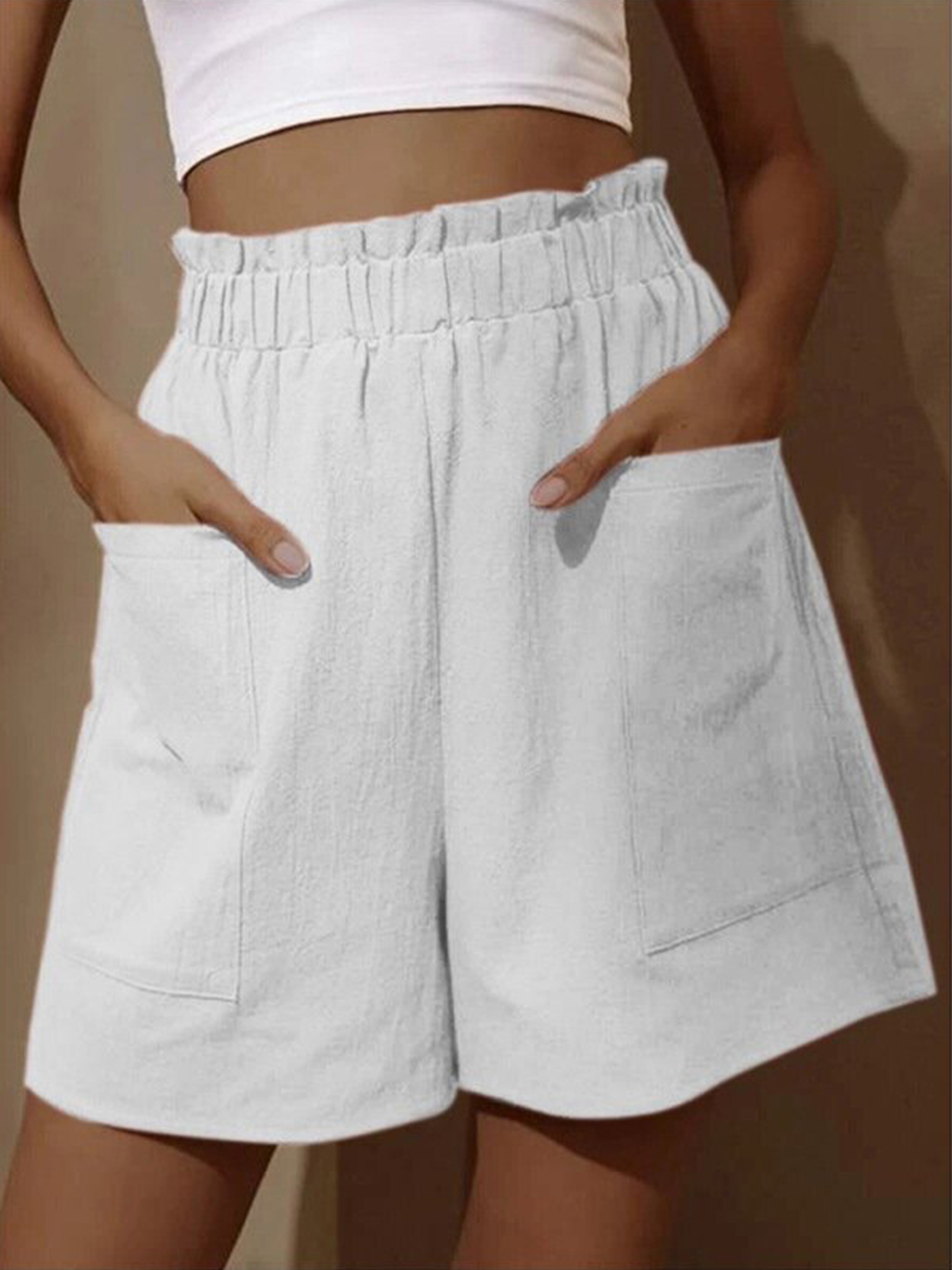 Summer Womens Casual Shorts High Waist Wide Leg Loose Fit Large Size Sport Shorts With Pockets 1