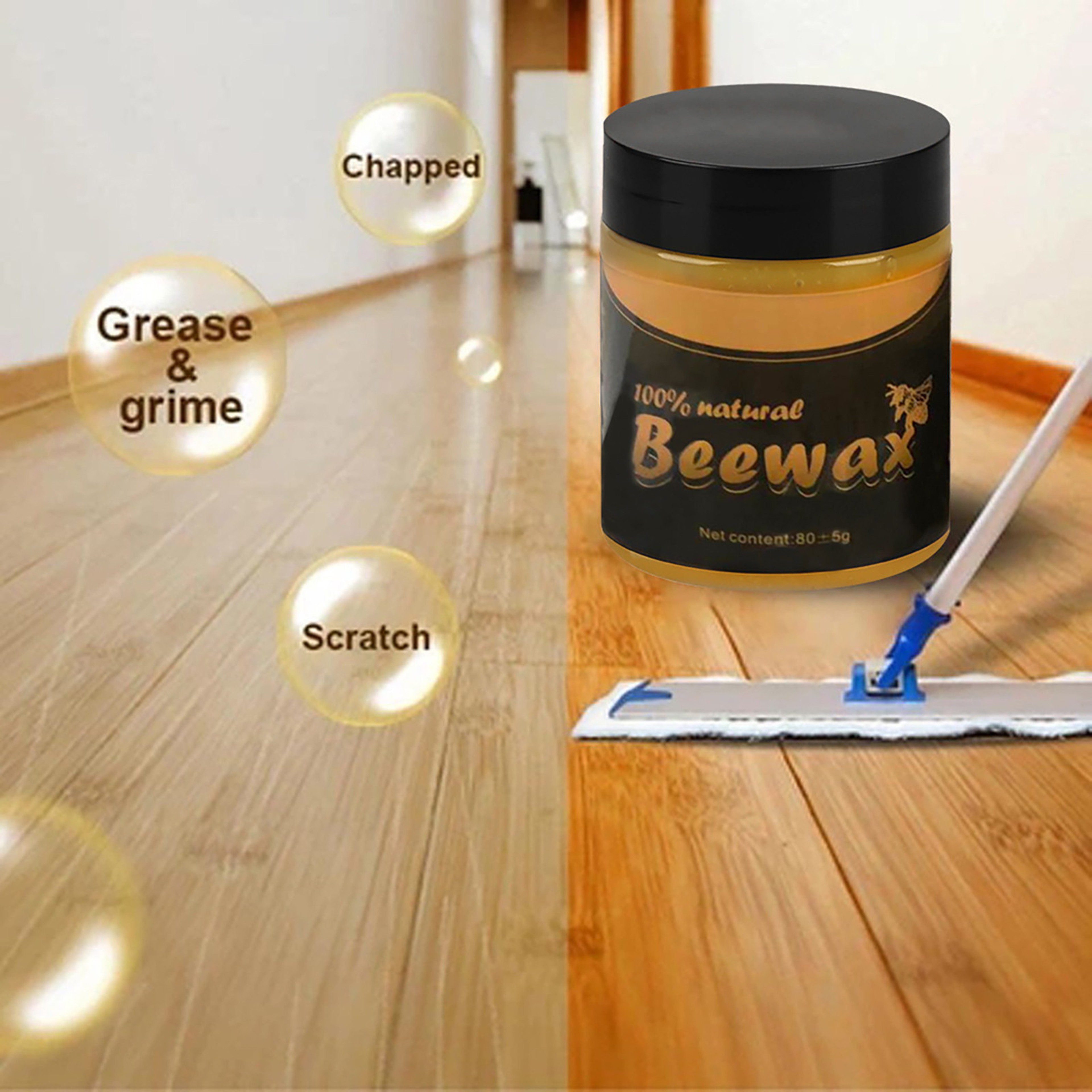 Organic Wood Seasoning Beewax, Natural Furniture Care Maintenance, Pure Wood Cleaning Polished Complete Solution – view 3