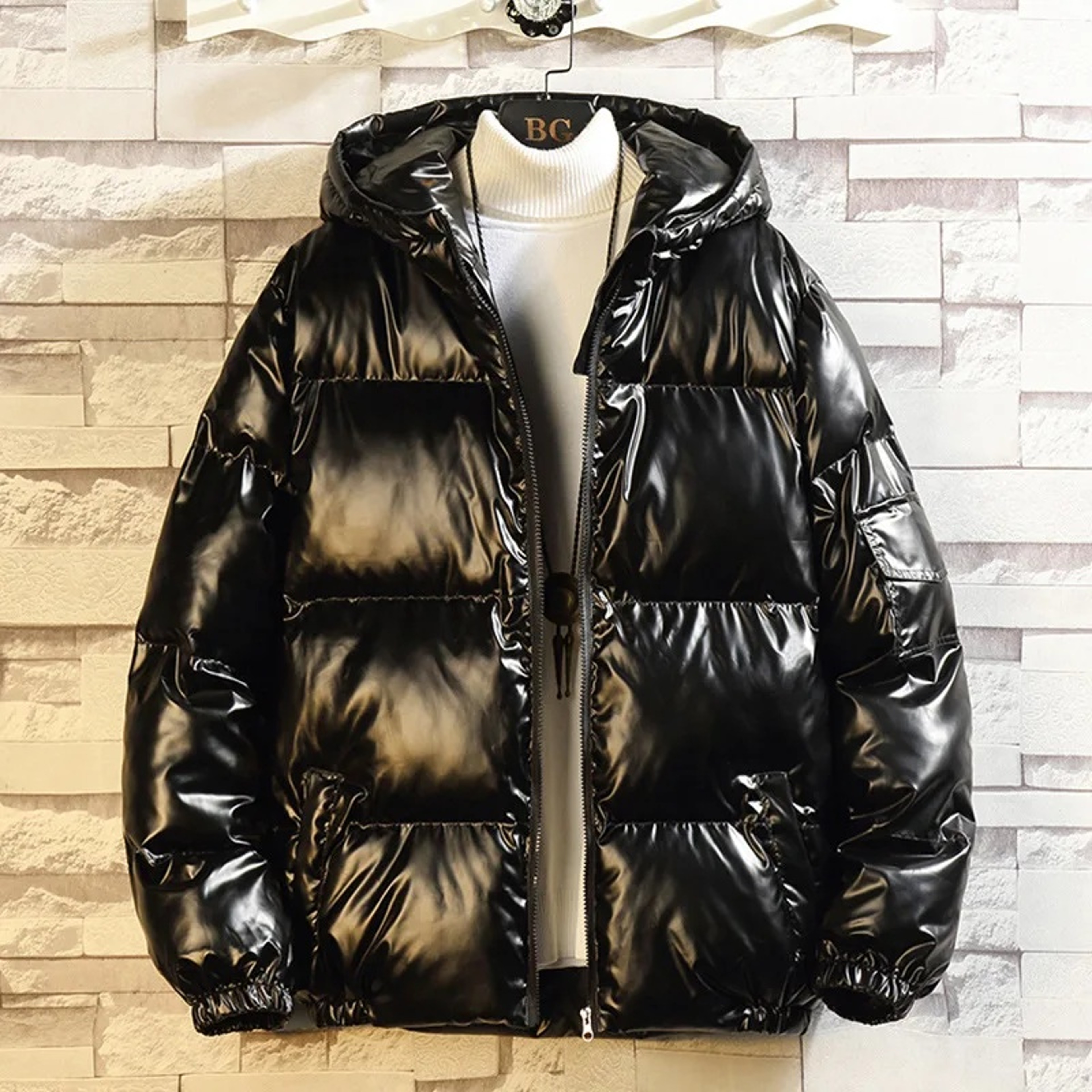 Trendy Mens Cotton Coat Winter Puffer Jacket Fleece Lined Plus Size Cold Weather Jacket 2