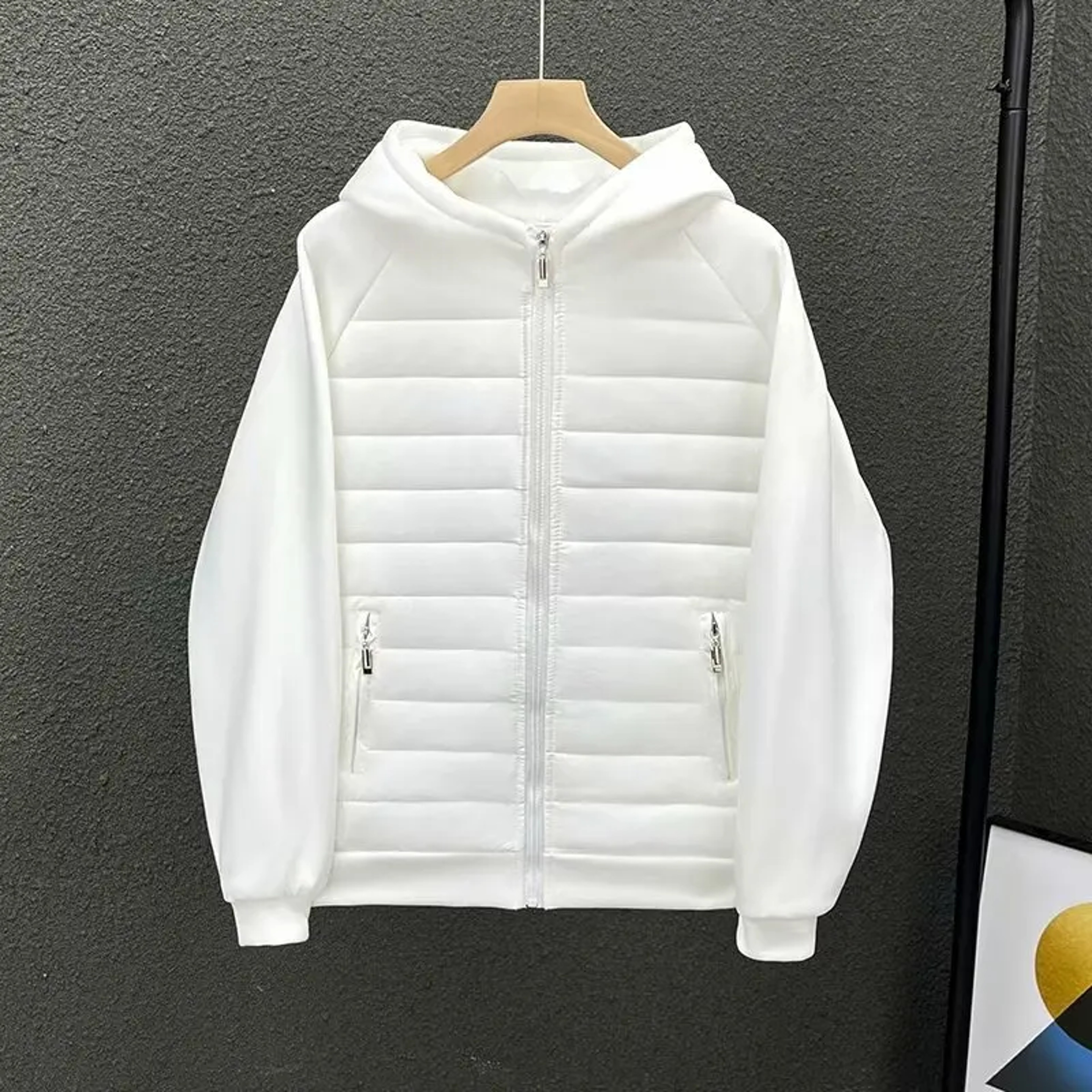Men's Lightweight Winter Jacket, Cotton Padded Parkas, Casual Hooded Sweatshirt with Full Covered Edge, Loose Style Coup – view 3