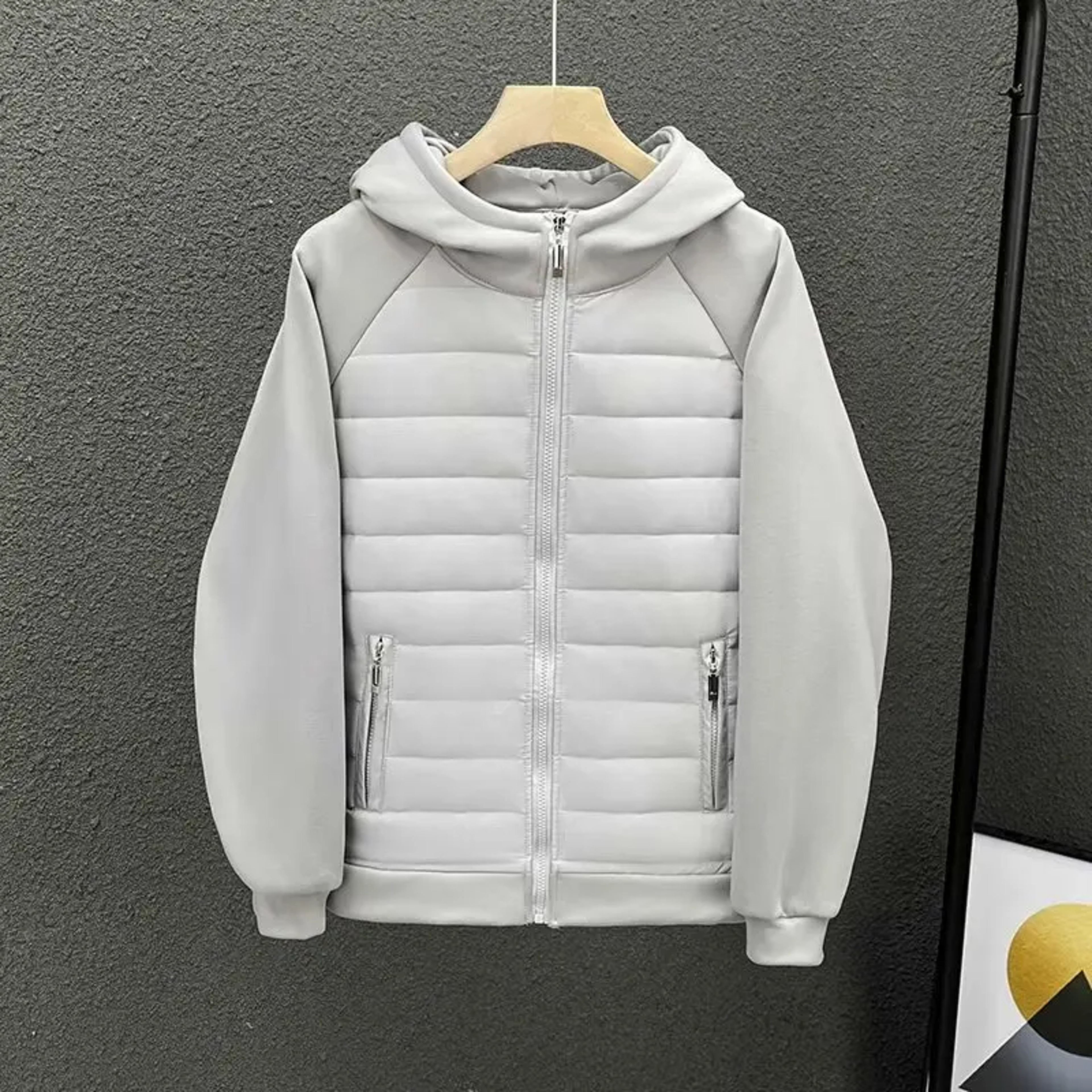 Men's Lightweight Winter Jacket, Cotton Padded Parkas, Casual Hooded Sweatshirt with Full Covered Edge, Loose Style Coup – view 4