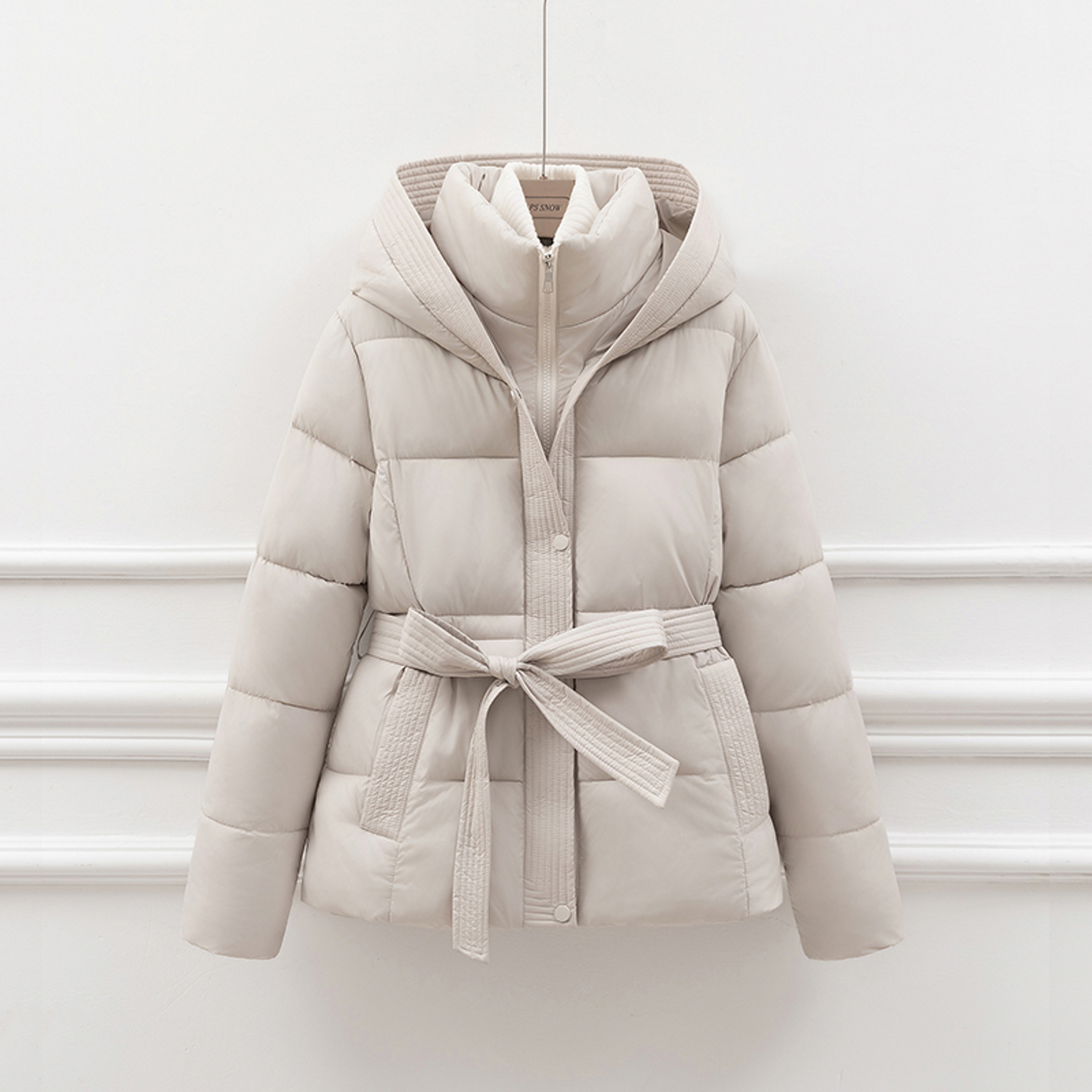 Women's Padded Winter Coat, Slimming Waist Cinching Design, Hooded Cotton Jacket, Trendy Outerwear – view 7